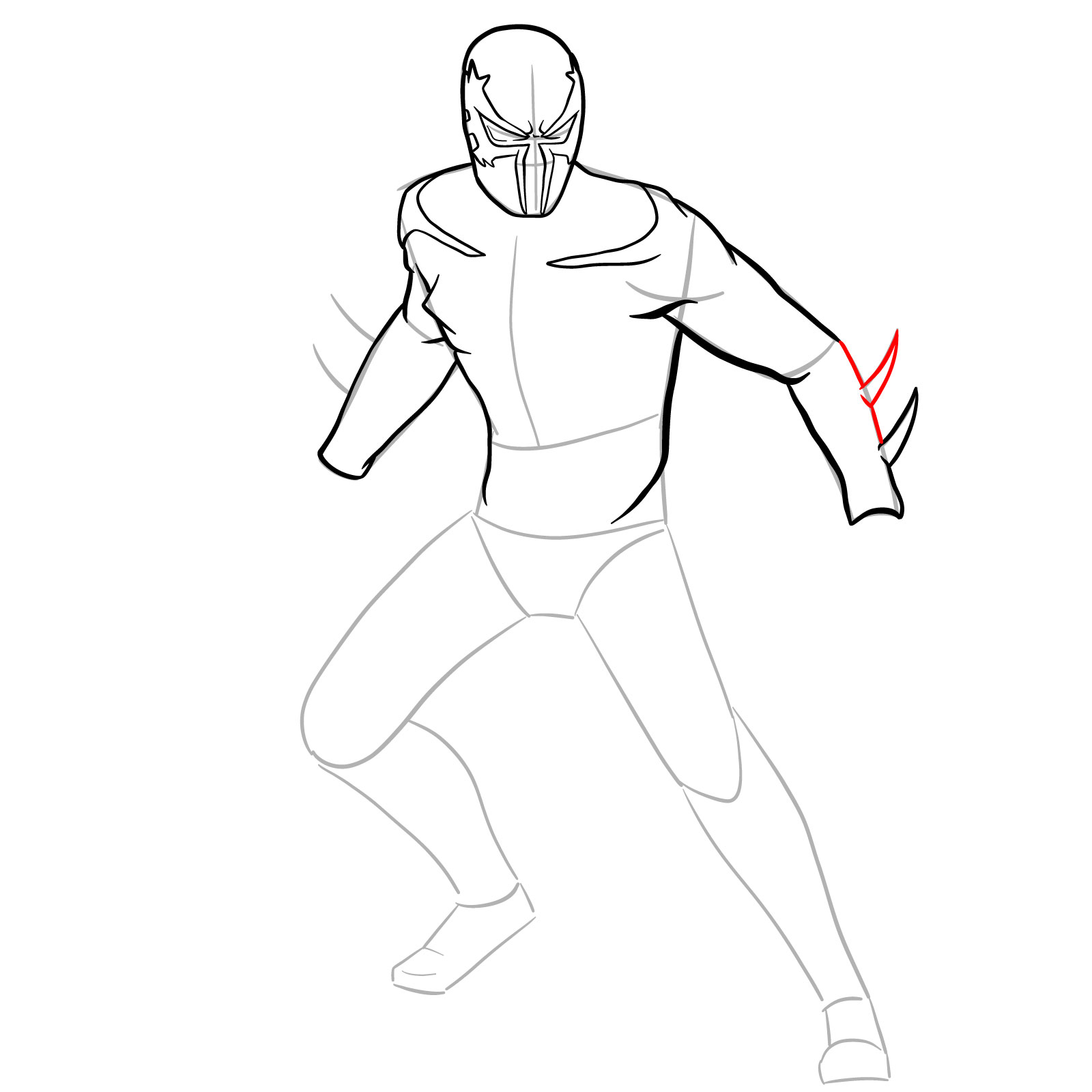How to draw Spider-Man 2099 - step 17