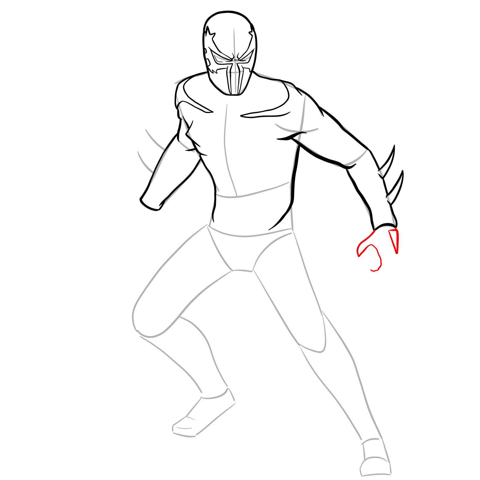 How to draw Spider-Man 2099 - step 18