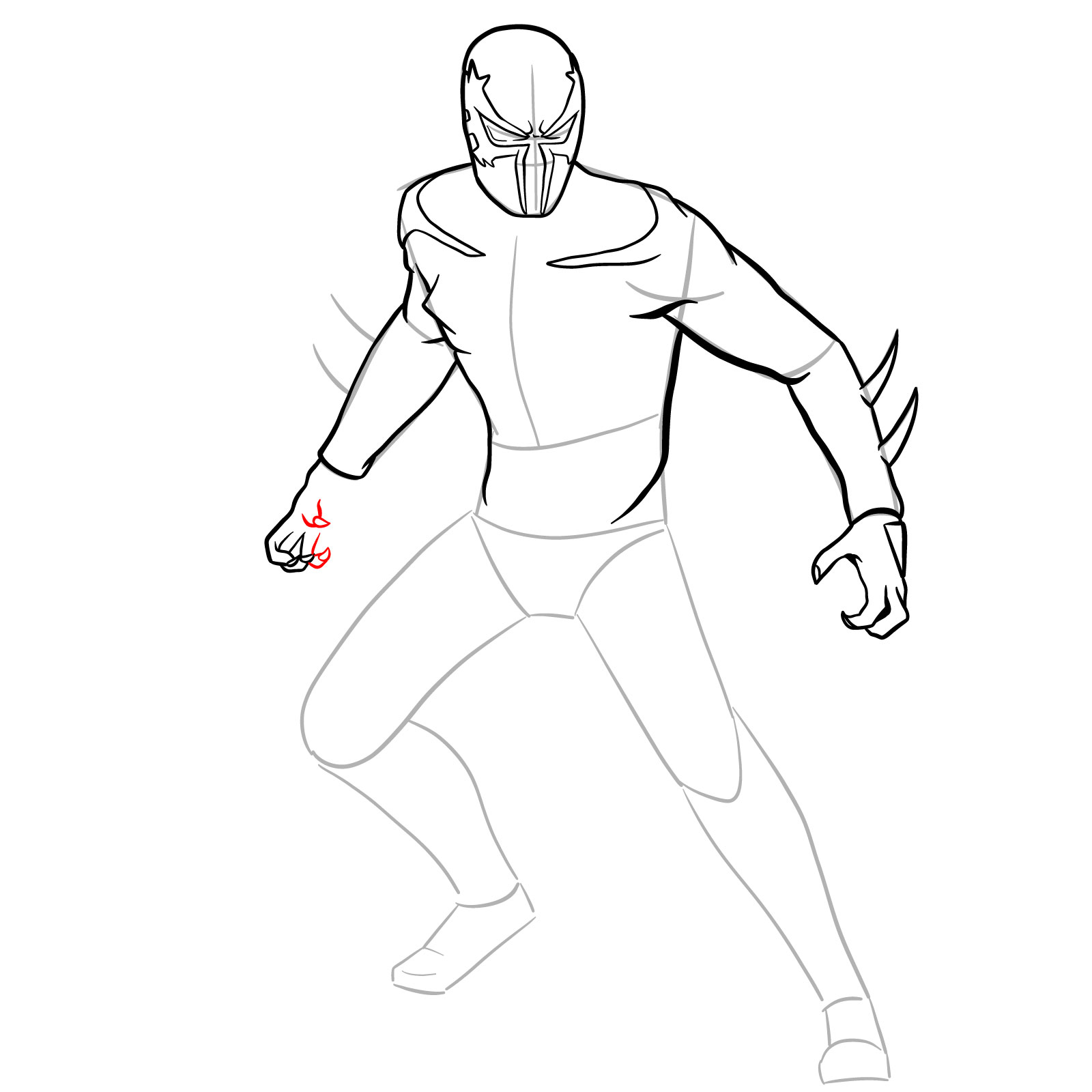 How to draw Spider-Man 2099 - step 22
