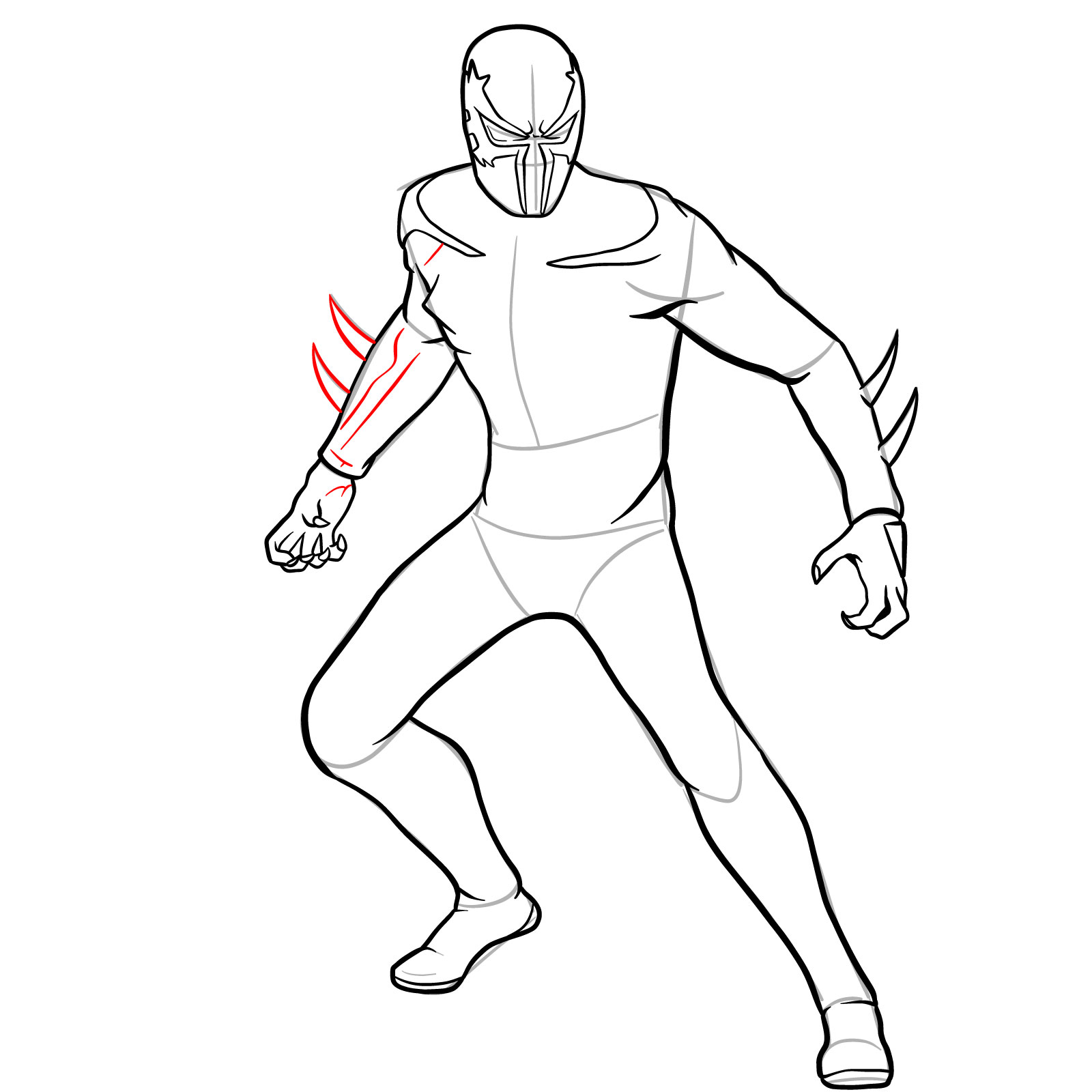 How to draw Spider-Man 2099 - step 27