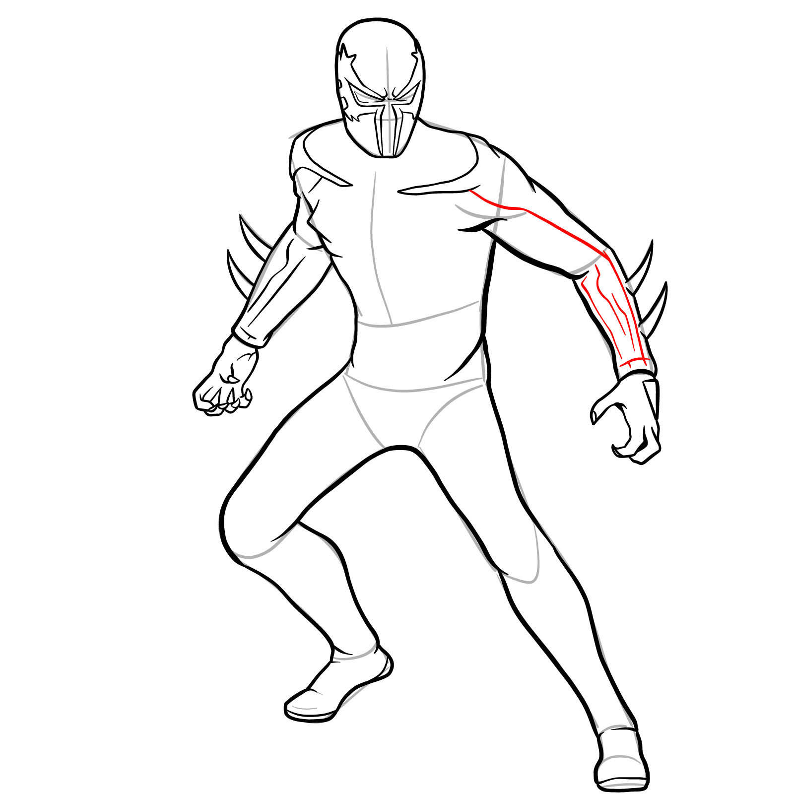 How to draw Spider-Man 2099 - step 28
