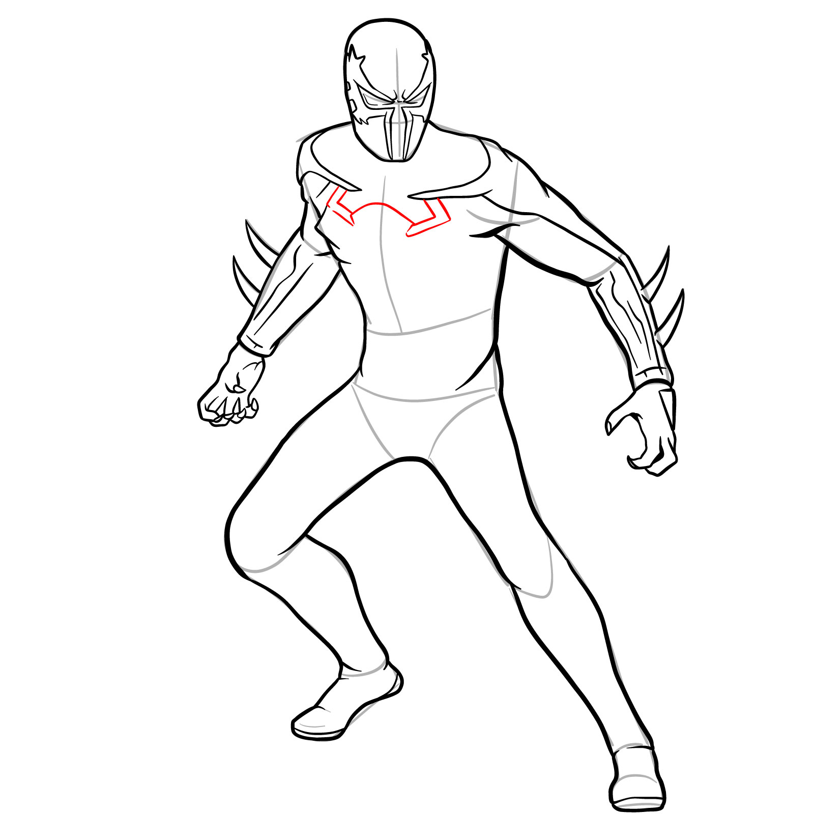 How to draw Spider-Man 2099 - step 29