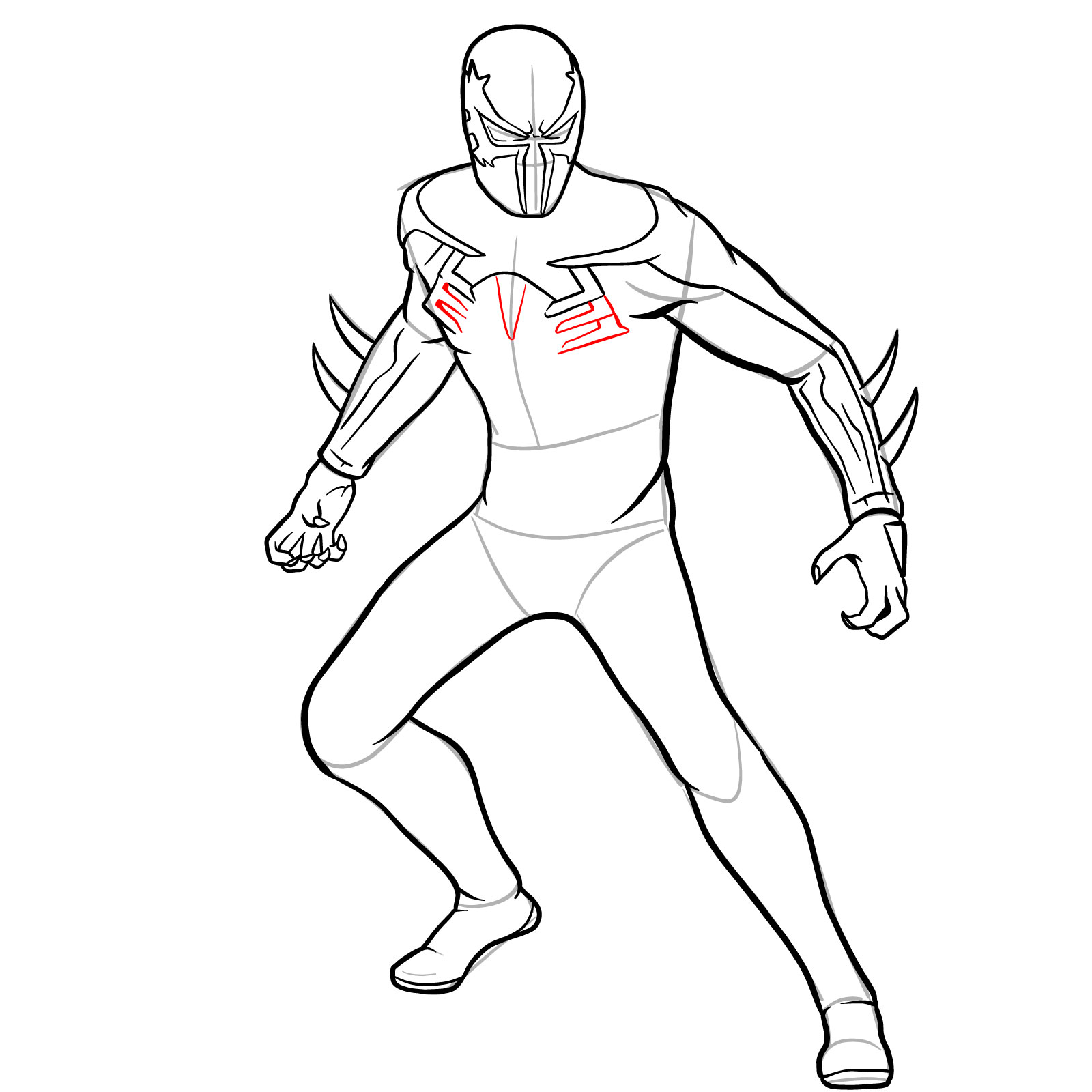 How to draw Spider-Man 2099 - step 30