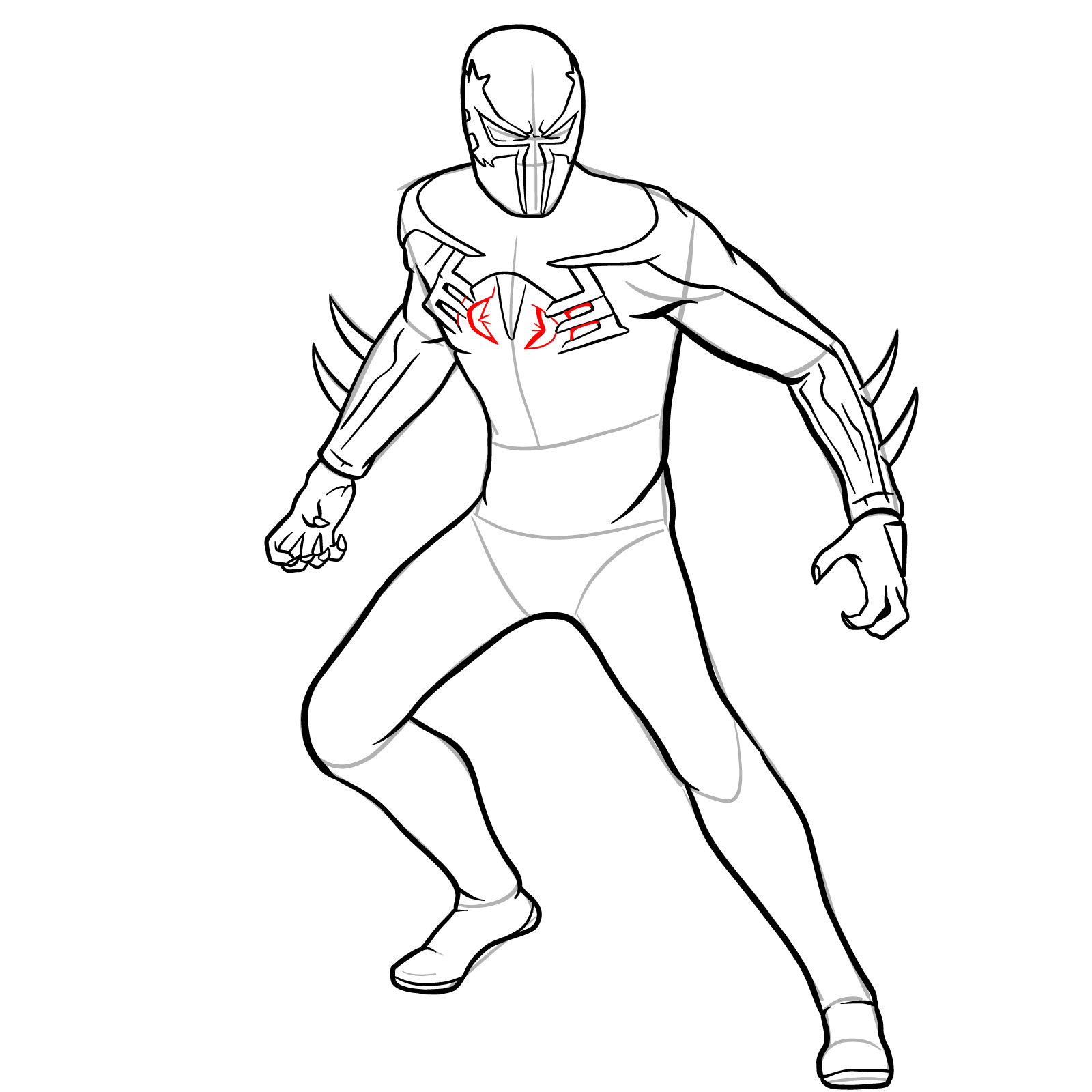 How to draw Spider-Man 2099 - step 31