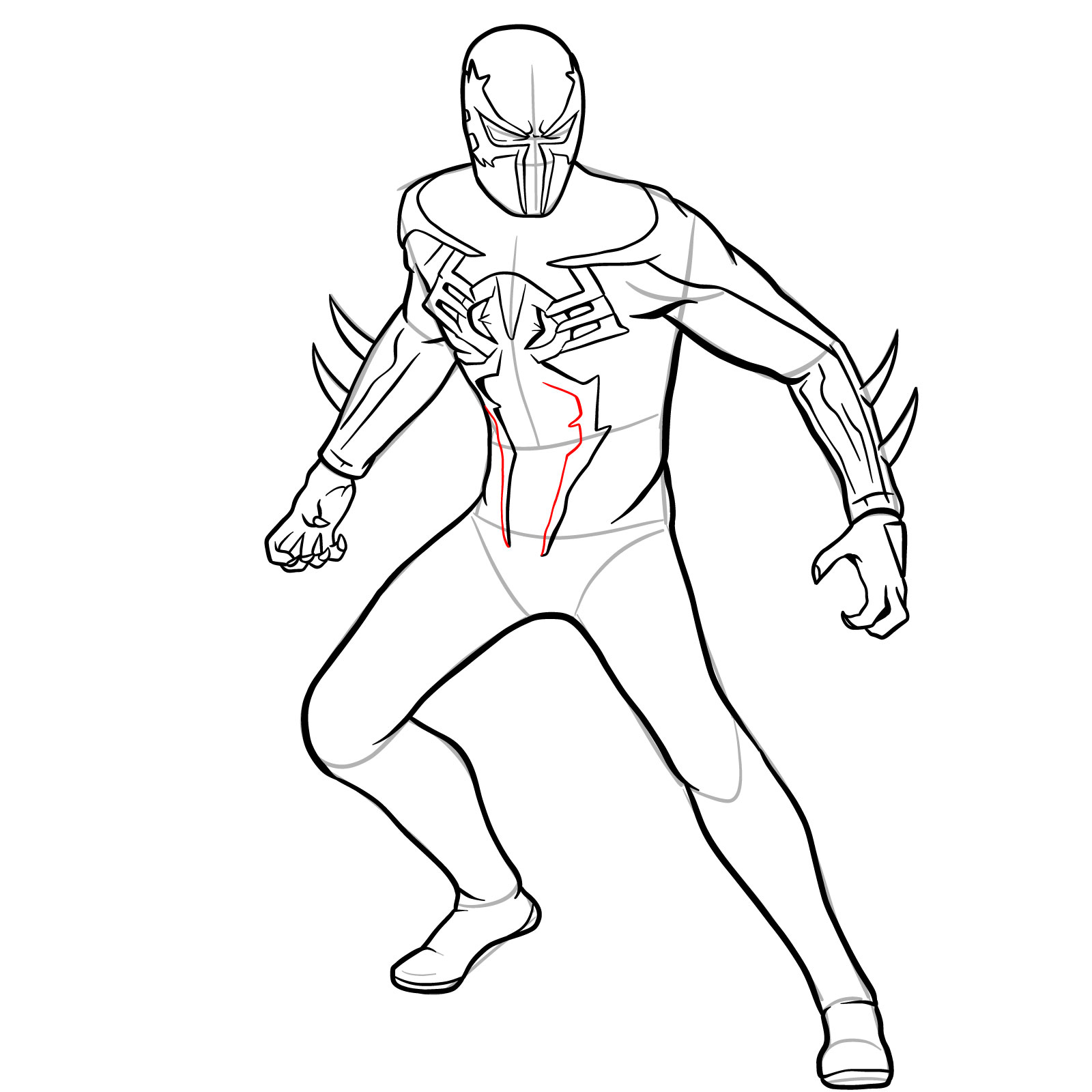 How to draw Spider-Man 2099 - step 34