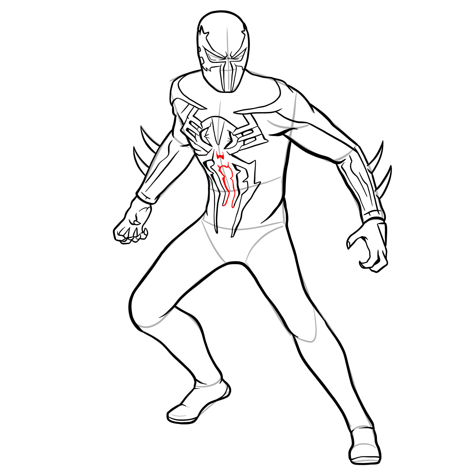 how to draw spiderman step by step full body