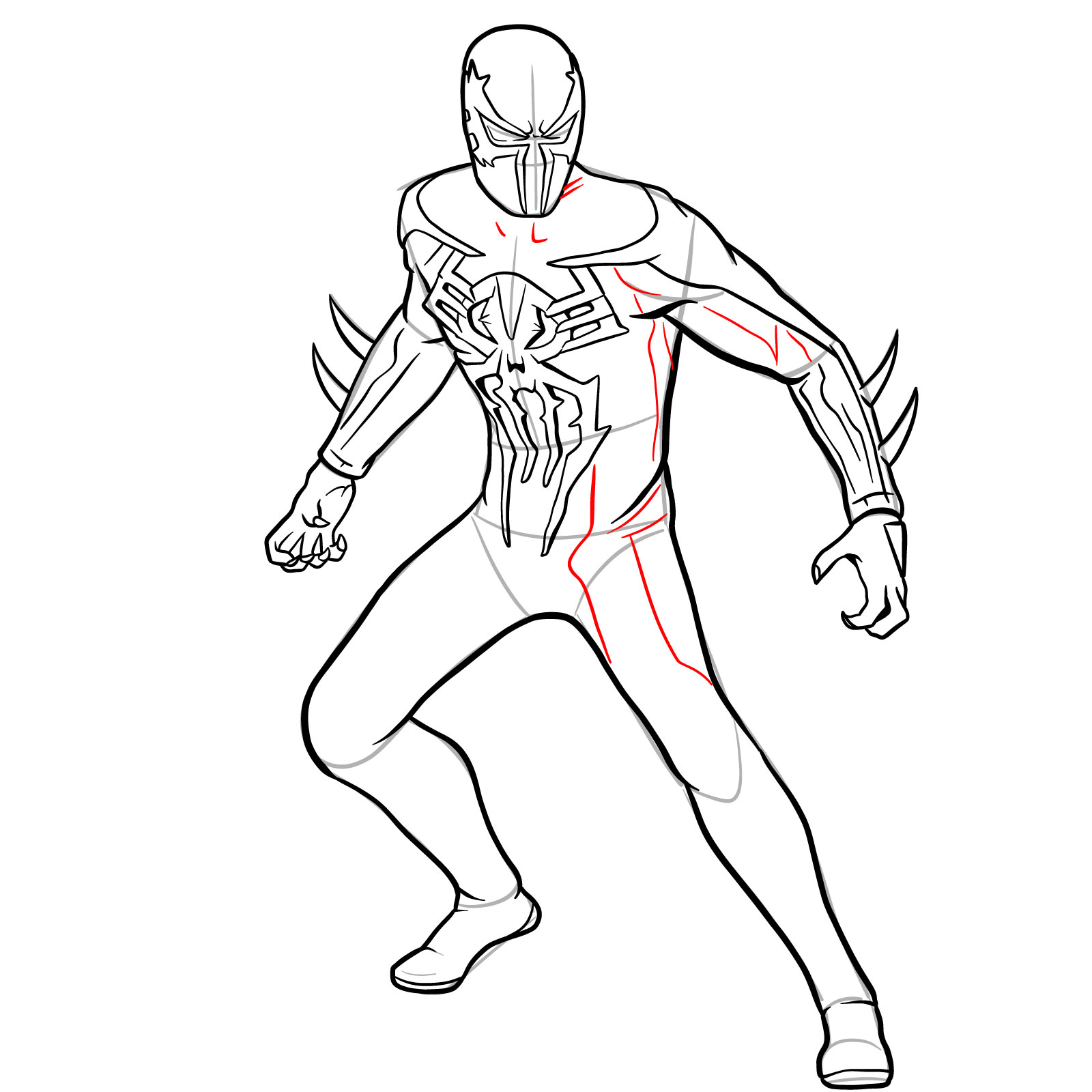 How to draw Spider-Man 2099 - step 37