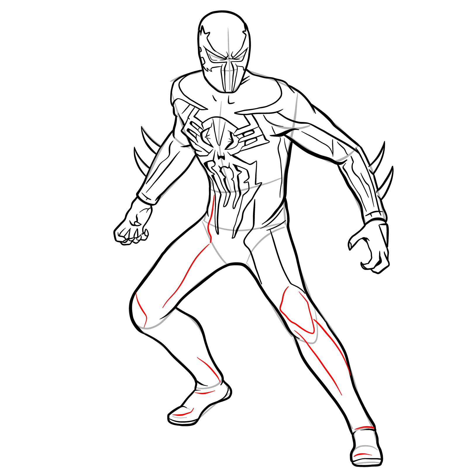 How to draw Spider-Man 2099 - step 38