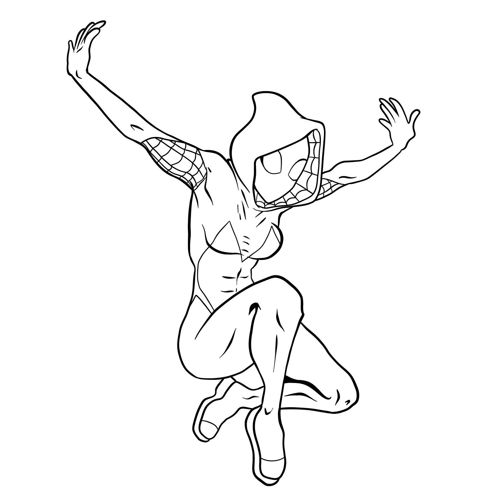 How to draw Spider-Gwen in a jump - final step