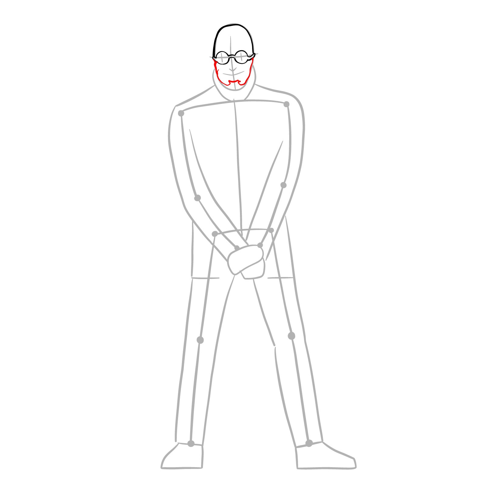How to draw Dr. Hugo Strange from DC Comics - step 06