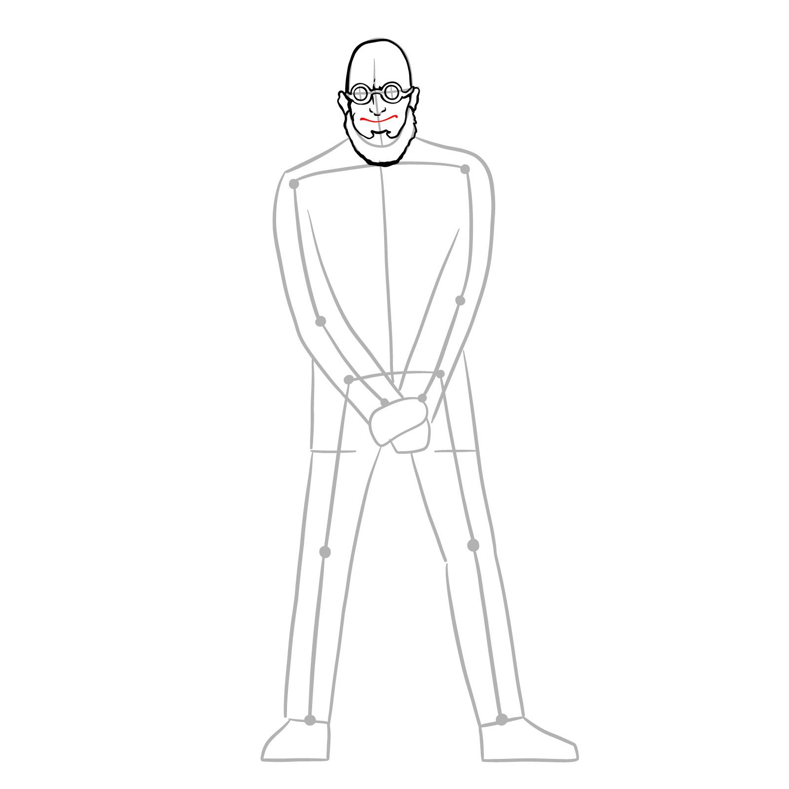 How to draw Dr. Hugo Strange from DC Comics - step 11