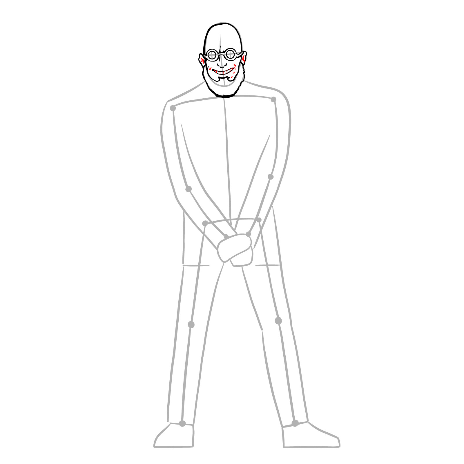 How to draw Dr. Hugo Strange from DC Comics - step 13