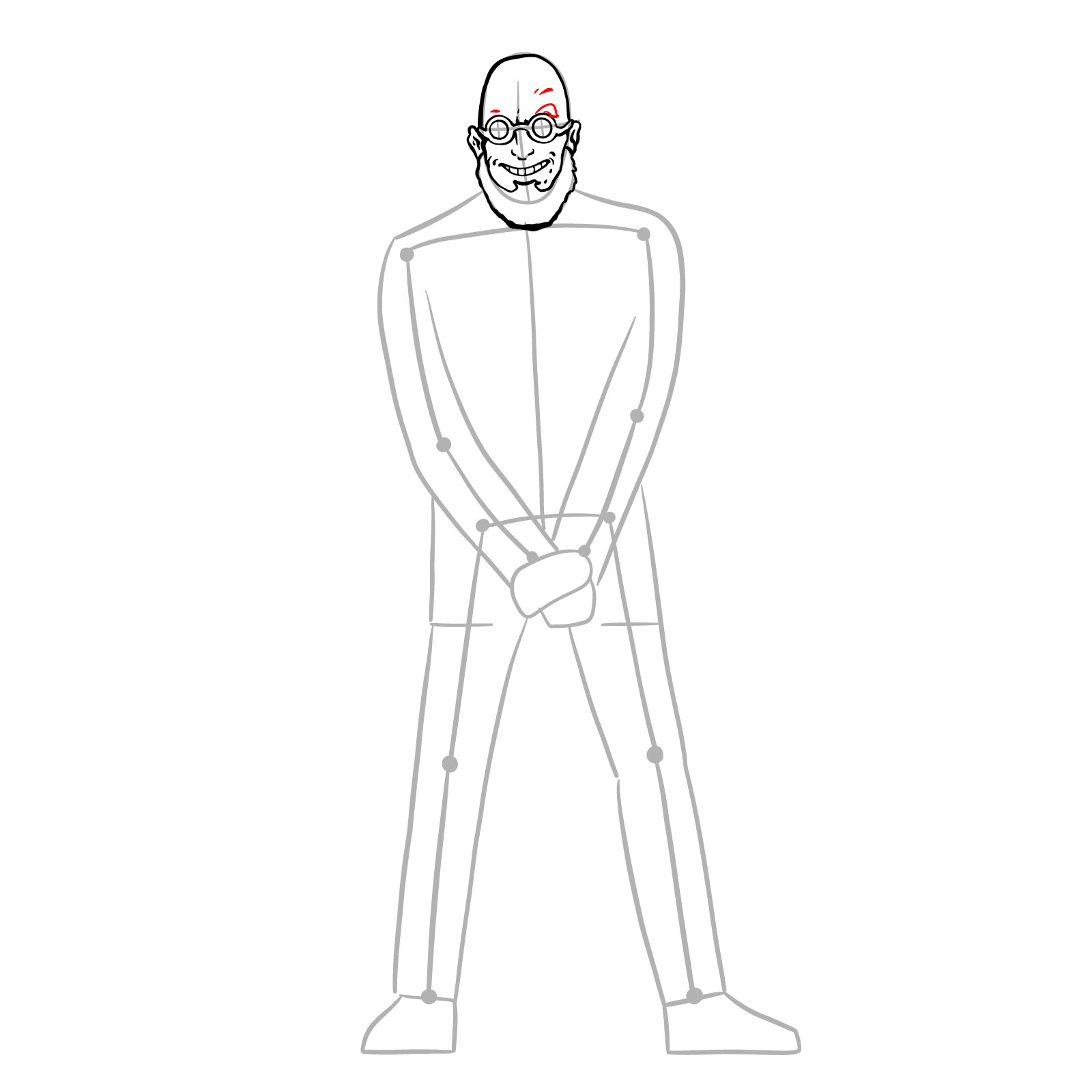 How to draw Dr. Hugo Strange from DC Comics - step 14