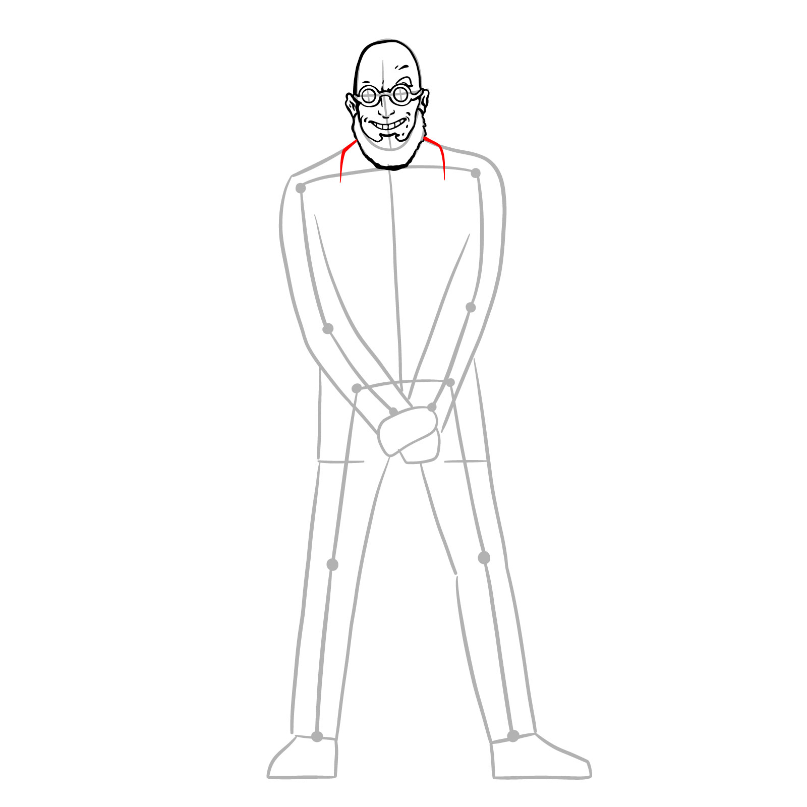 How to draw Dr. Hugo Strange from DC Comics - step 15