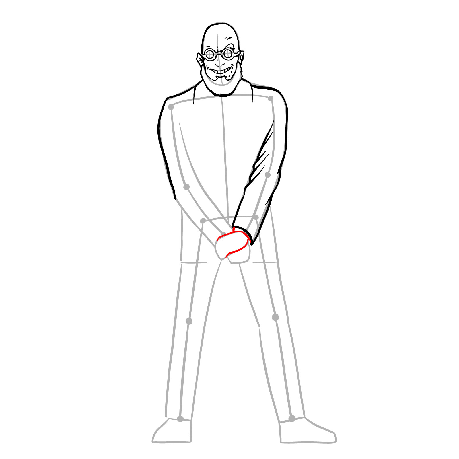 How to draw Dr. Hugo Strange from DC Comics - step 18