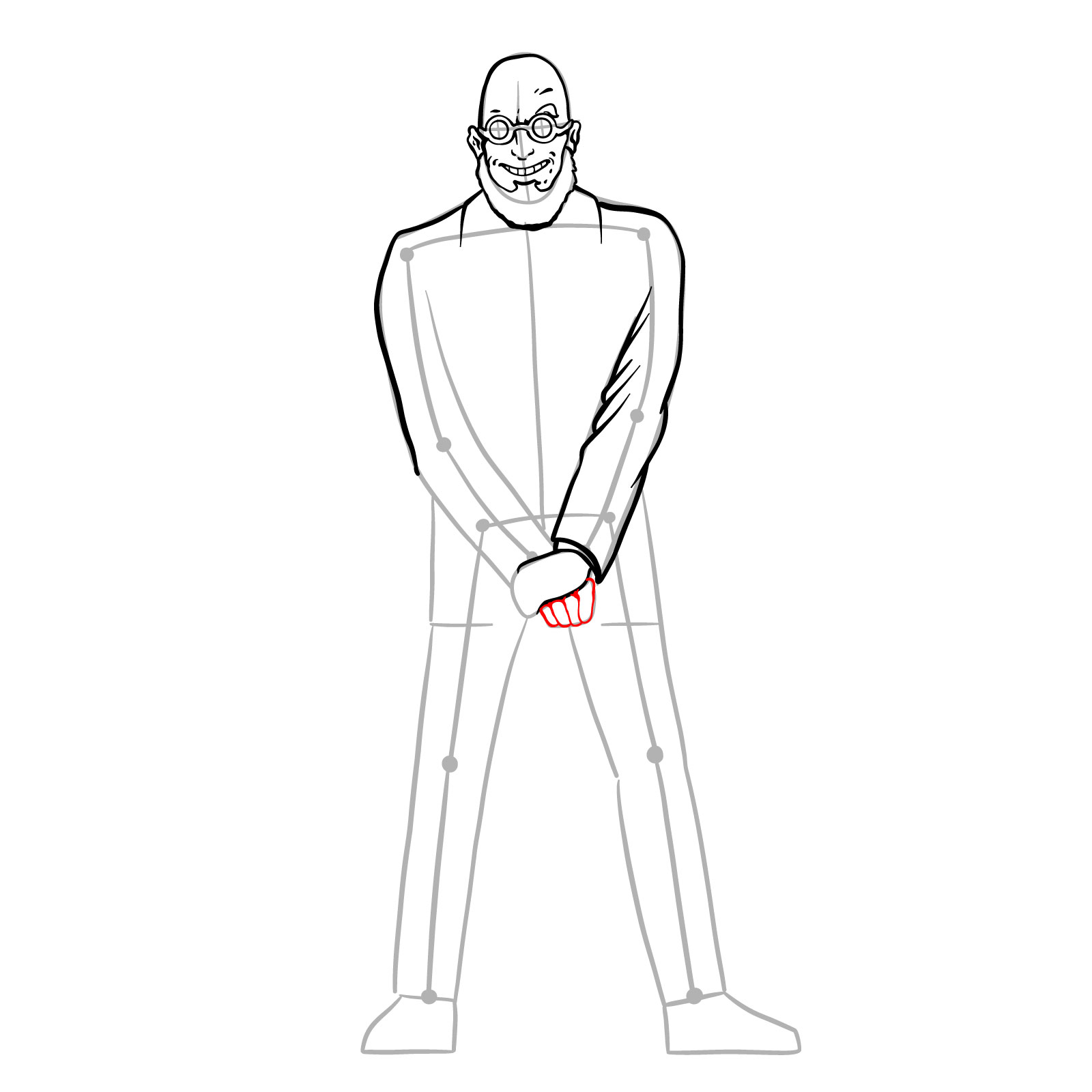 How to draw Dr. Hugo Strange from DC Comics - step 19