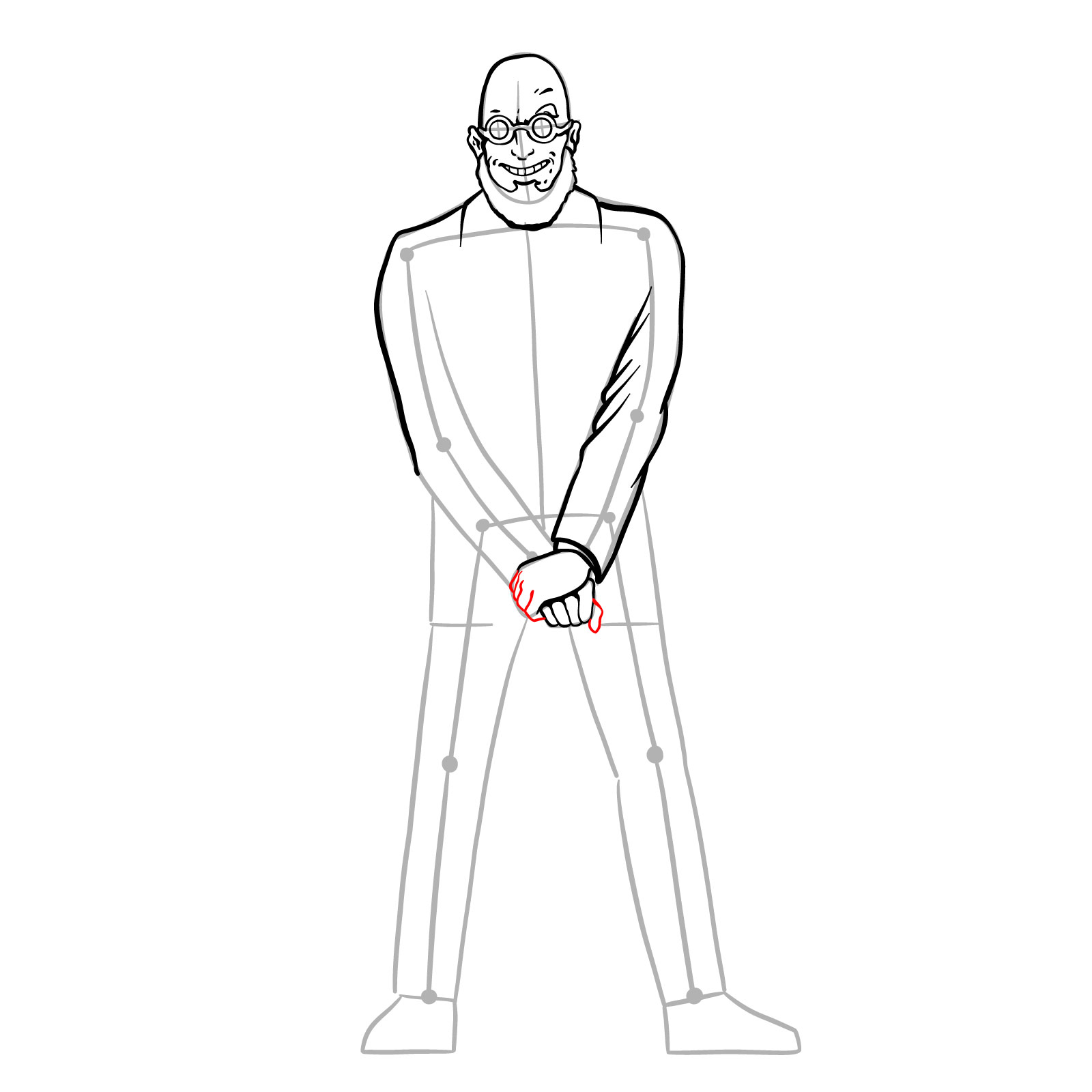 How to draw Dr. Hugo Strange from DC Comics - step 20