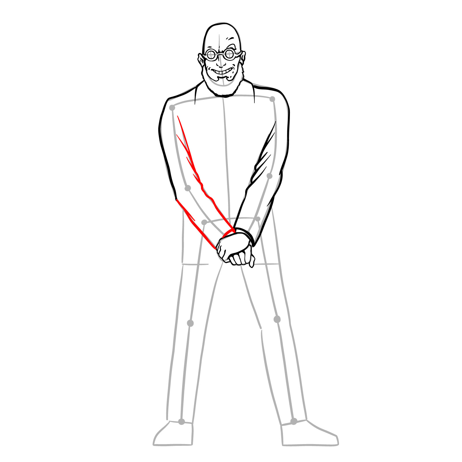 How to draw Dr. Hugo Strange from DC Comics - step 21