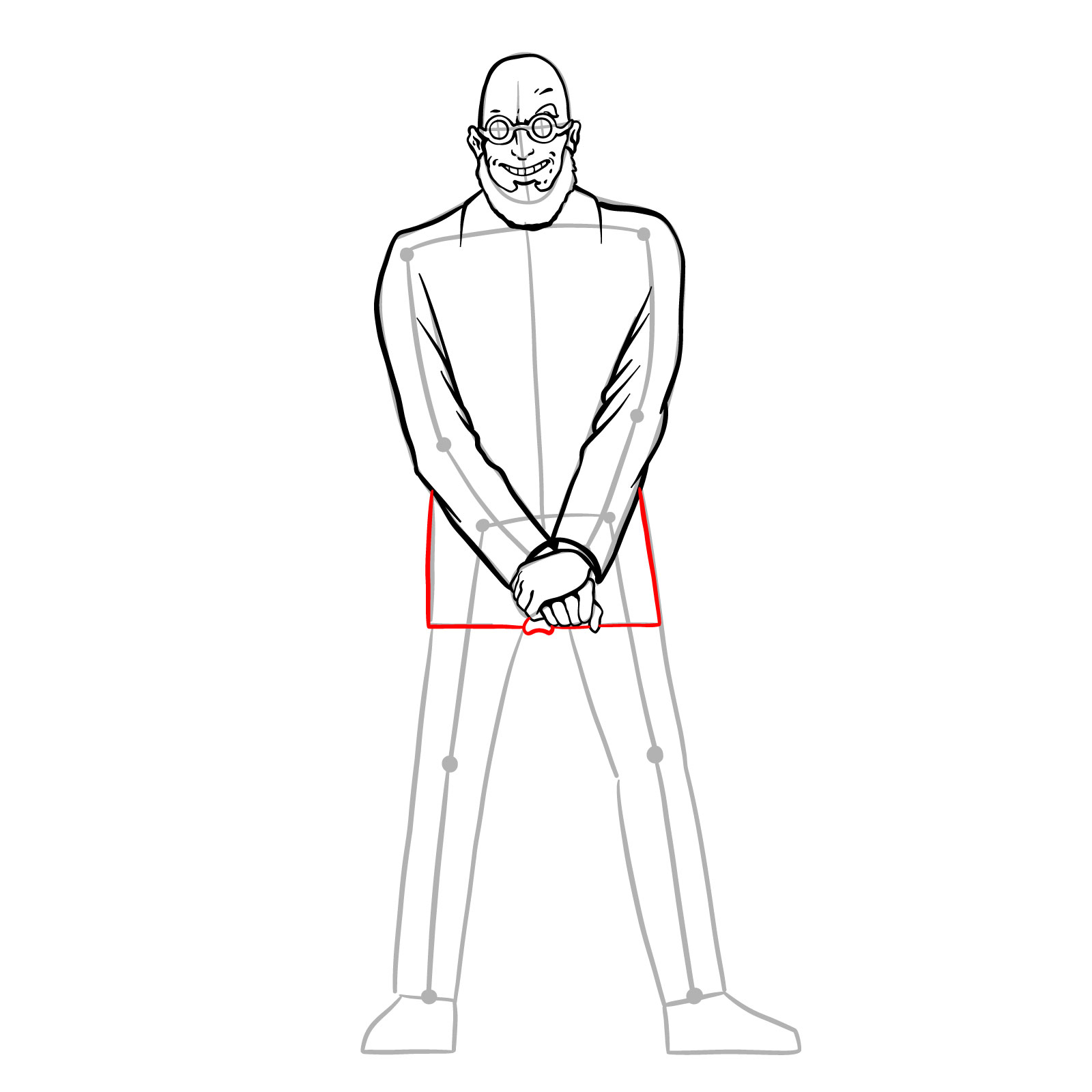 How to draw Dr. Hugo Strange from DC Comics - step 22