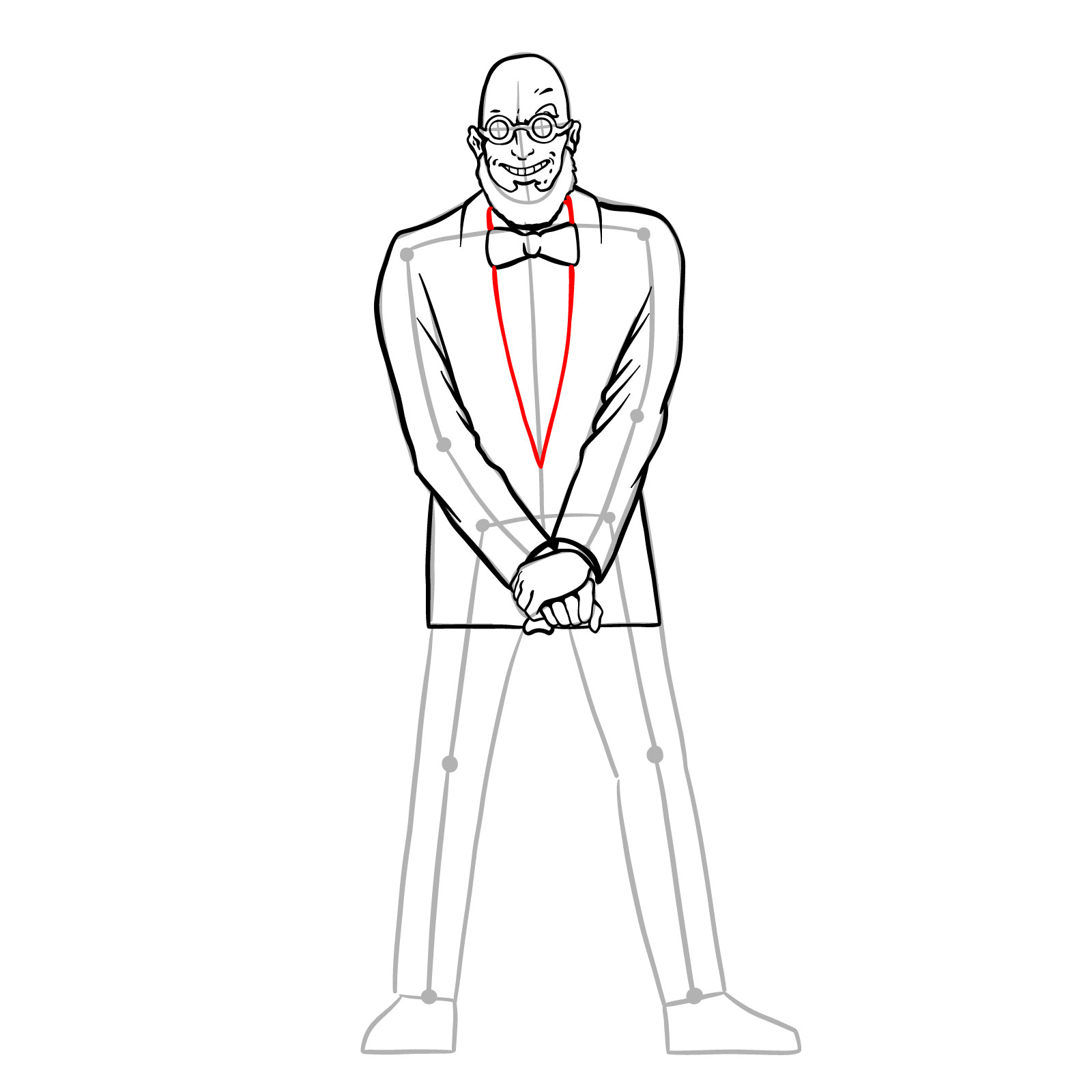 How to draw Dr. Hugo Strange from DC Comics - step 24