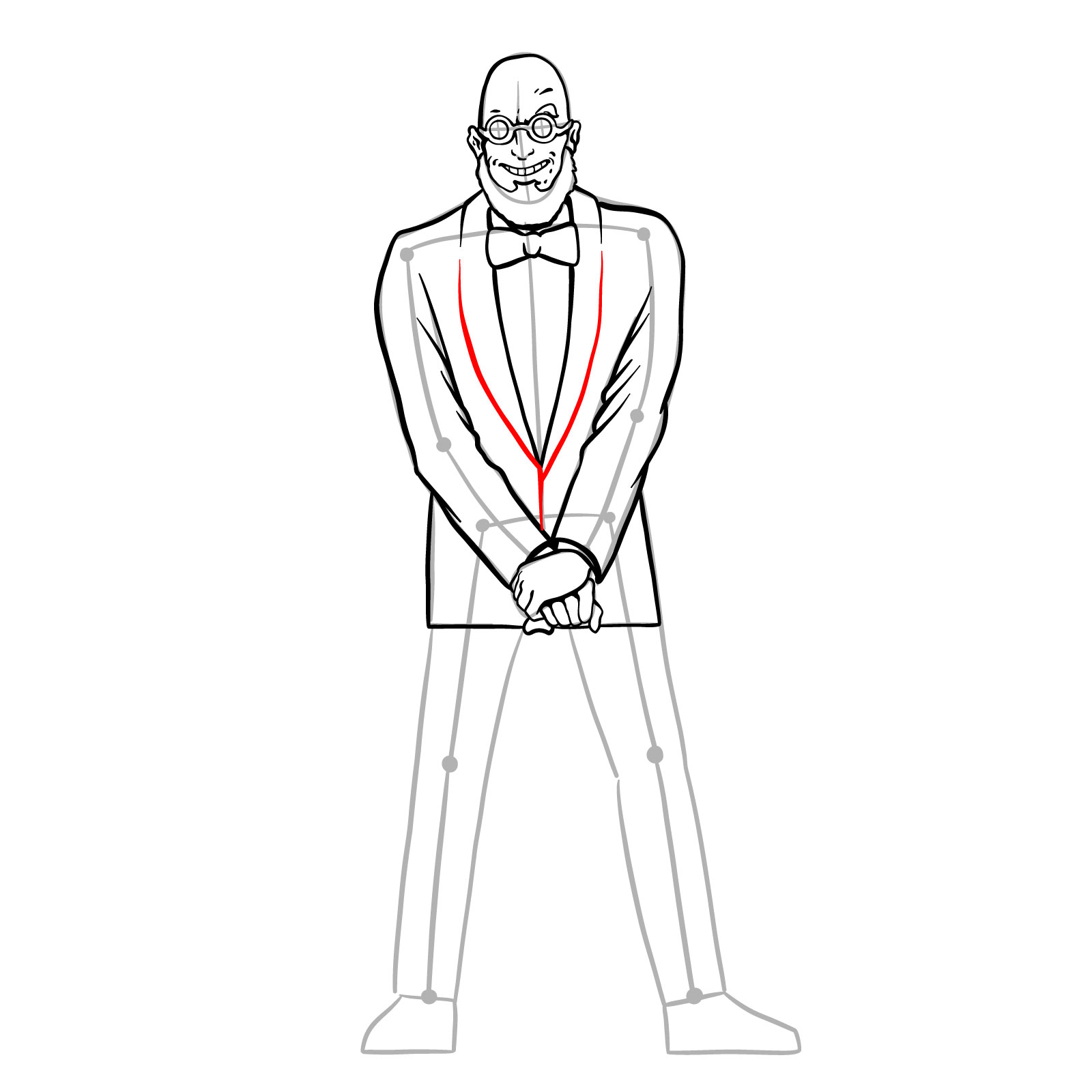 How to draw Dr. Hugo Strange from DC Comics - step 25