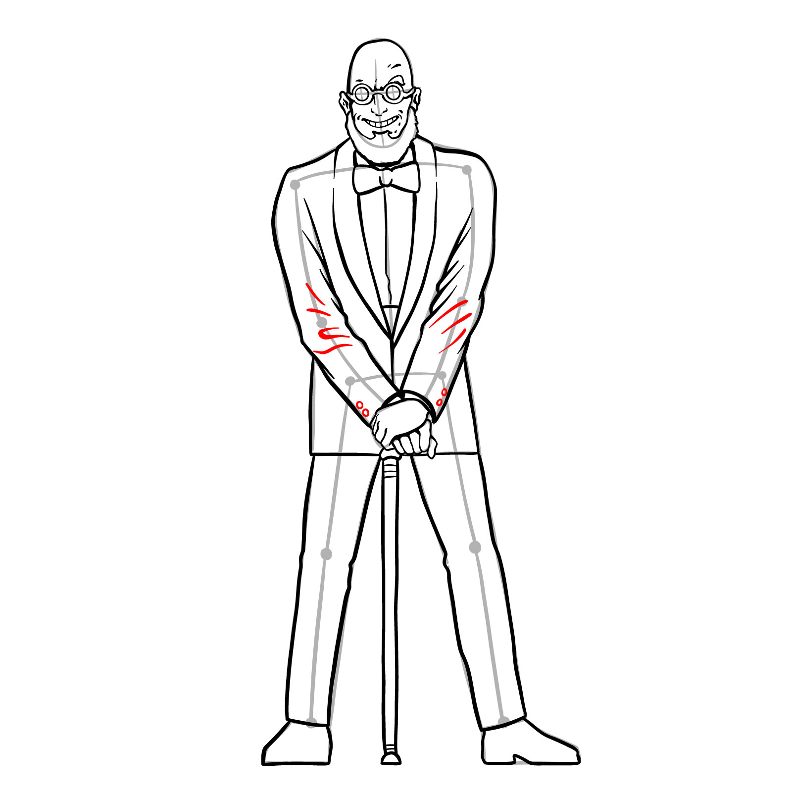 How to draw Dr. Hugo Strange from DC Comics - step 30