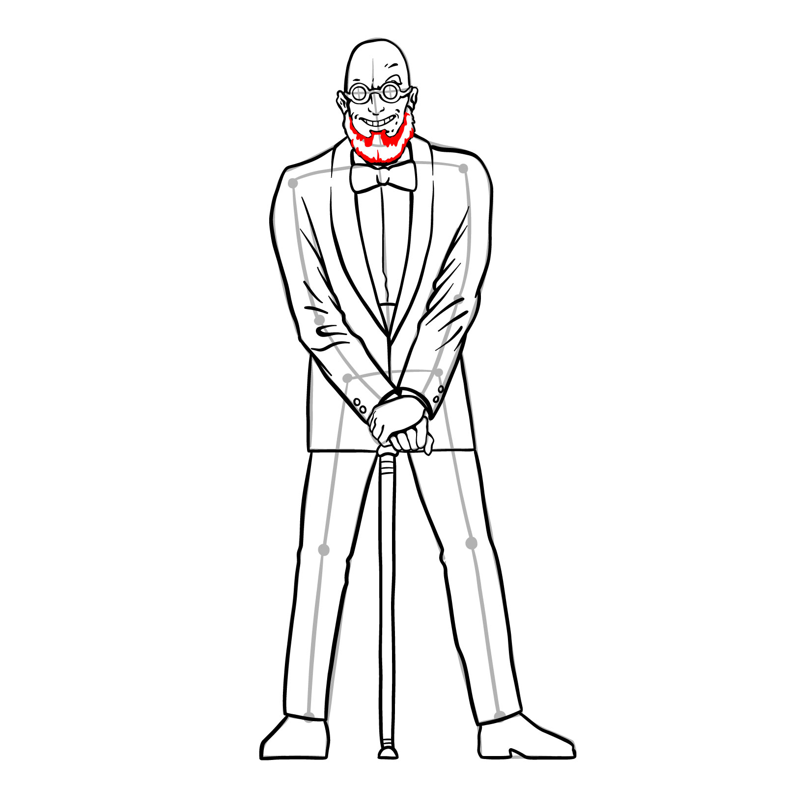 How to draw Dr. Hugo Strange from DC Comics - step 31