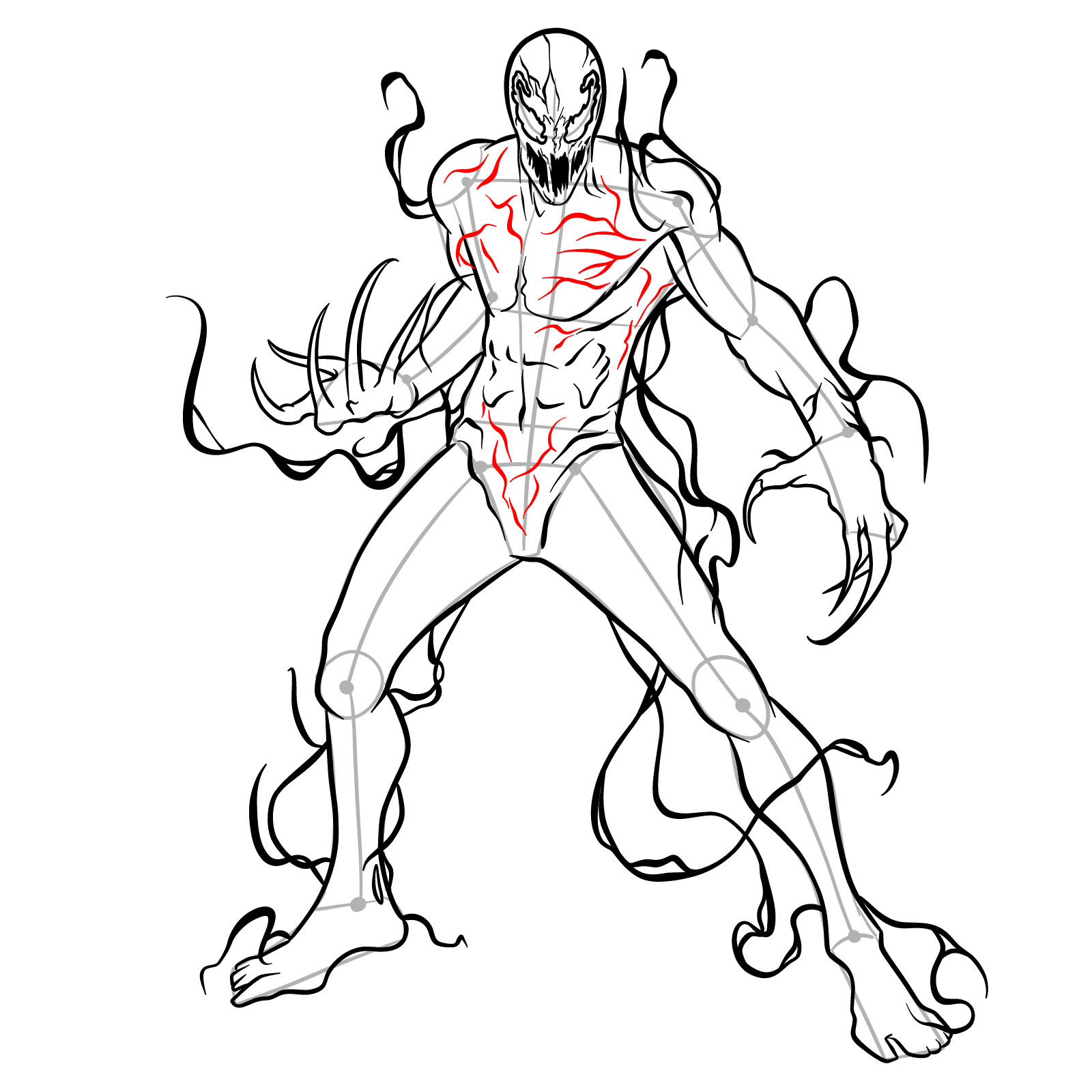 How to draw Carnage in full growth - step 35