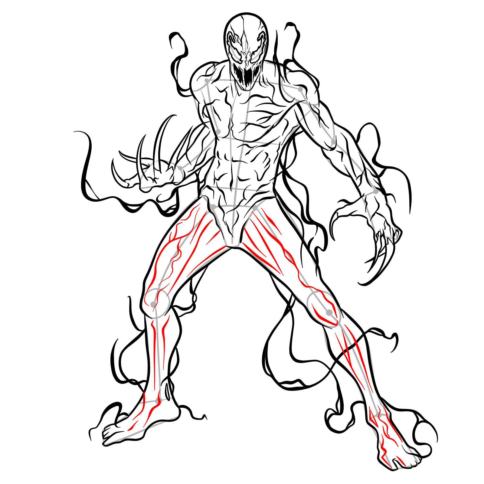 How to draw Carnage in full growth - step 37