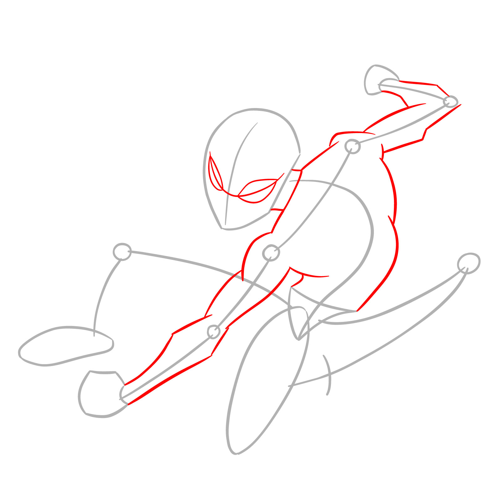 How to Draw Spider-Man Swinging on Web - step 02