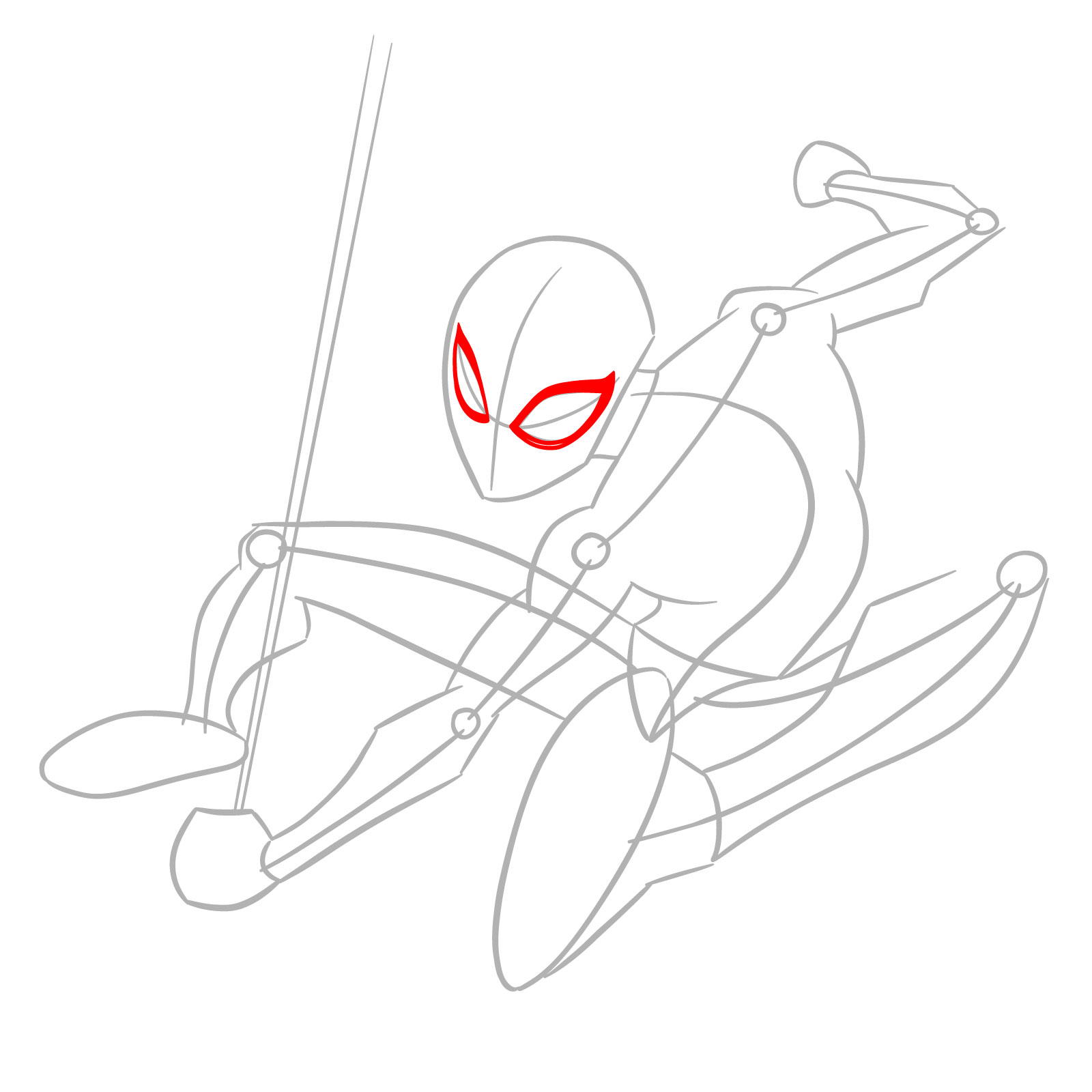 How to Draw Spider-Man Swinging on Web - step 04