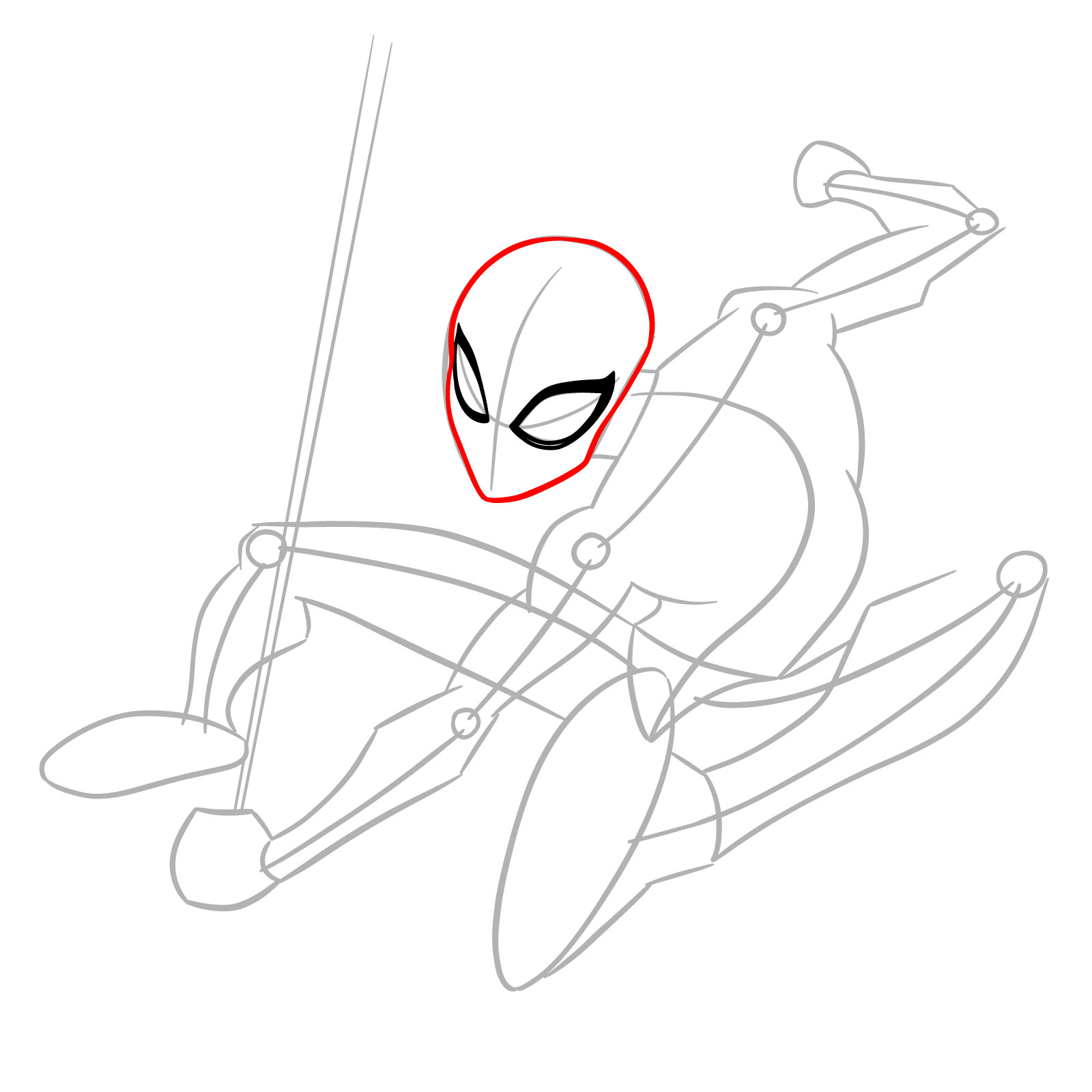 How to Draw Spider-Man Swinging on Web - step 05