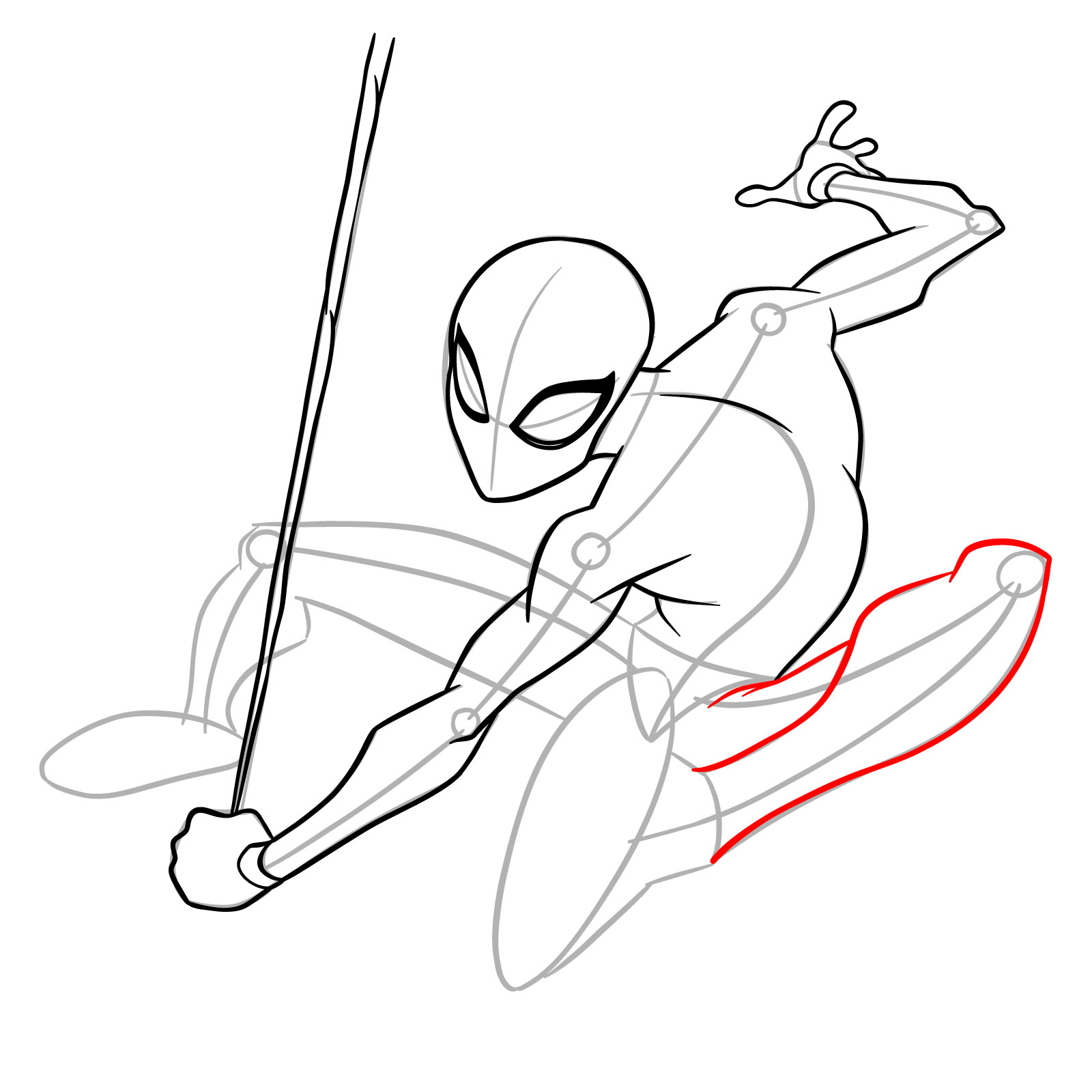How to Draw Spider-Man Swinging on Web - step 12
