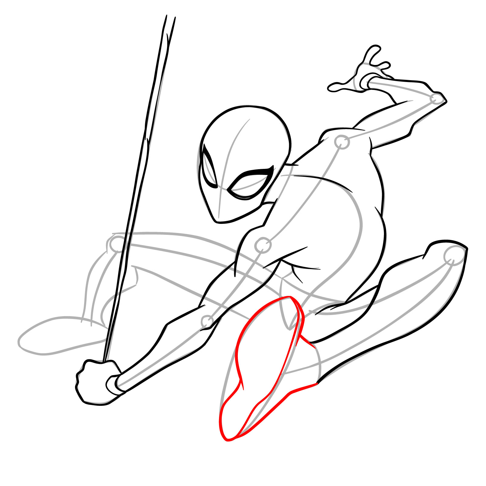 How to Draw Spider-Man Swinging on Web - step 13