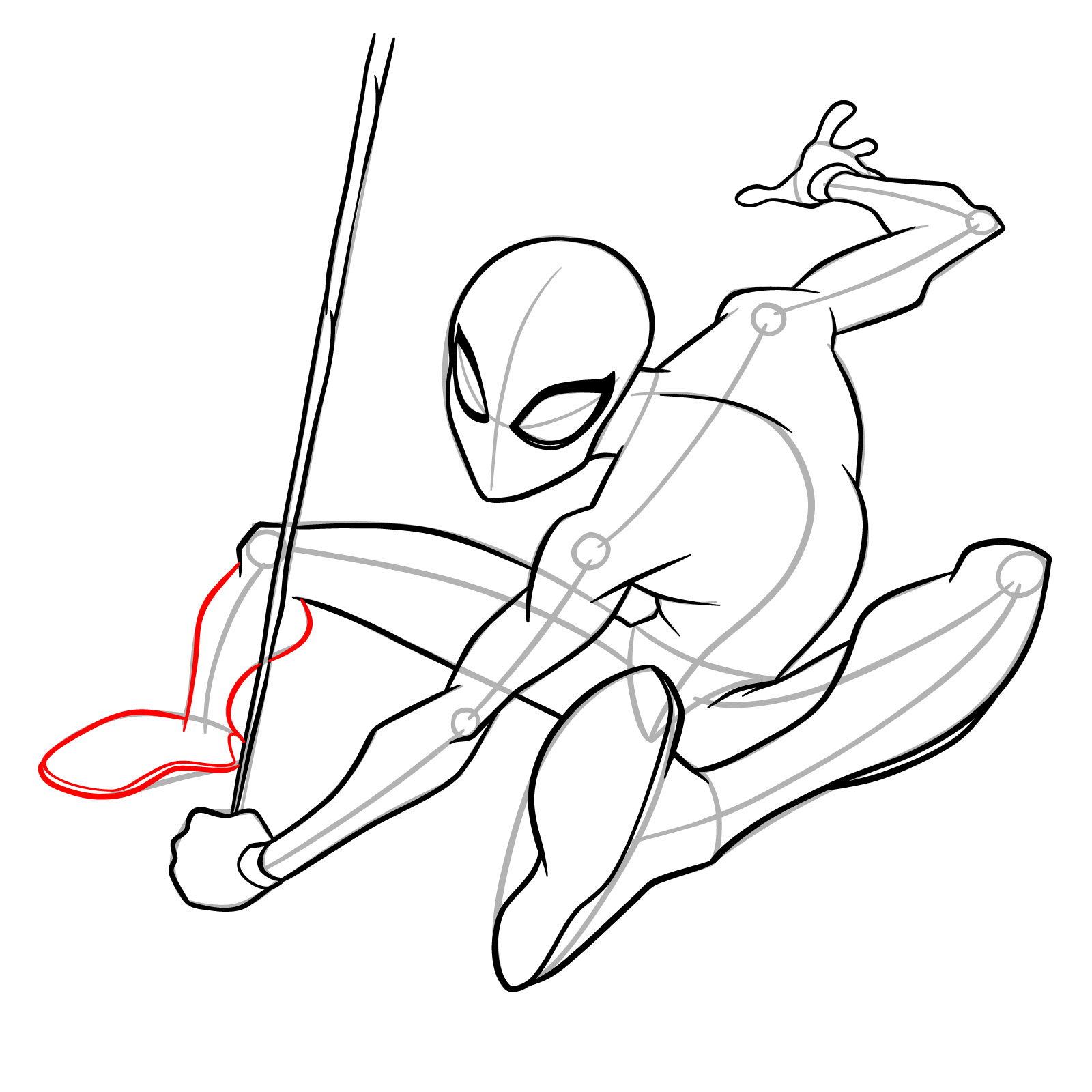 How to Draw Spider-Man Swinging on Web - step 15