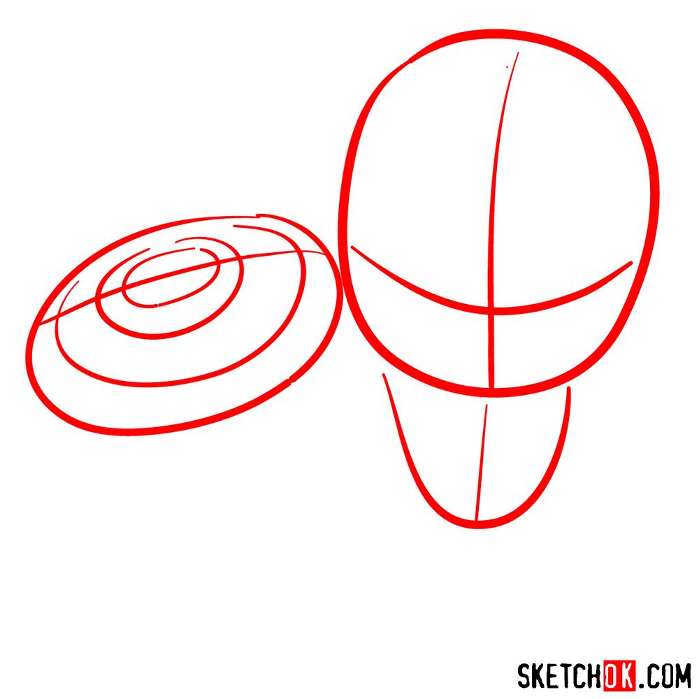 How to draw chibi Spider-Man with Cap's shield - step 01