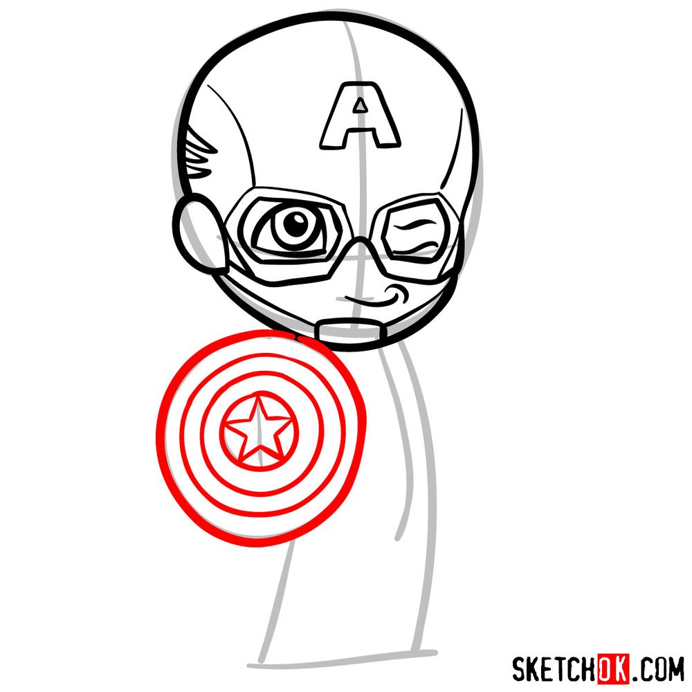How to draw chibi Captain America - step 07