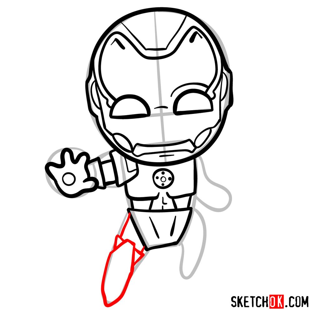 How to draw chibi Iron Man - step 10