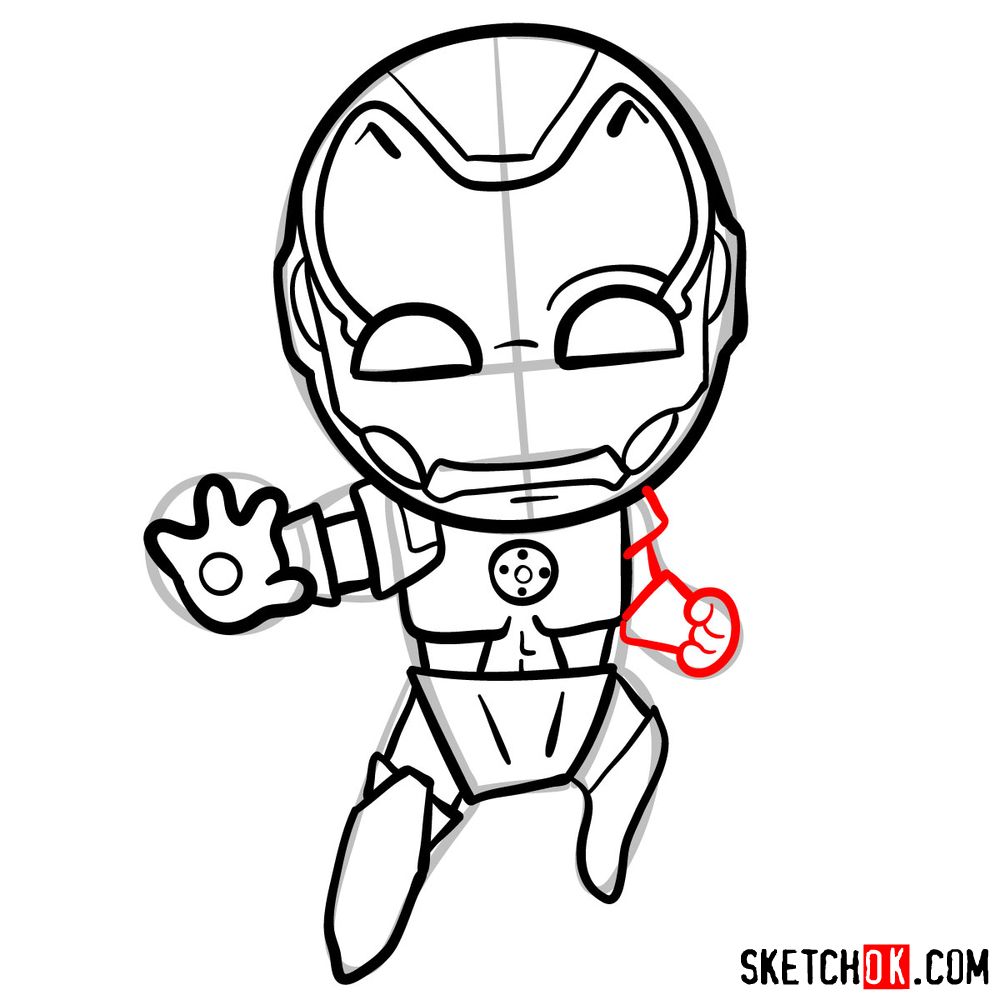 How to draw chibi Iron Man - step 12