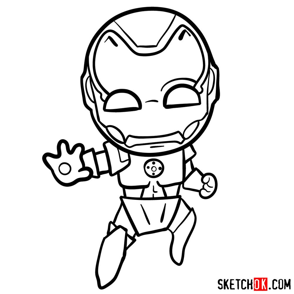 How to draw chibi Iron Man - step 13