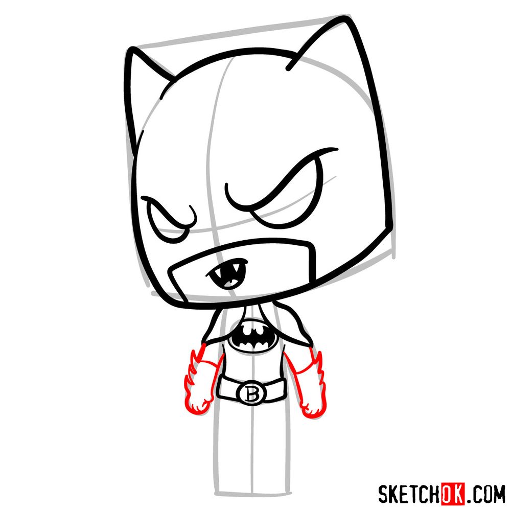 How to draw chibi Batman - step 09