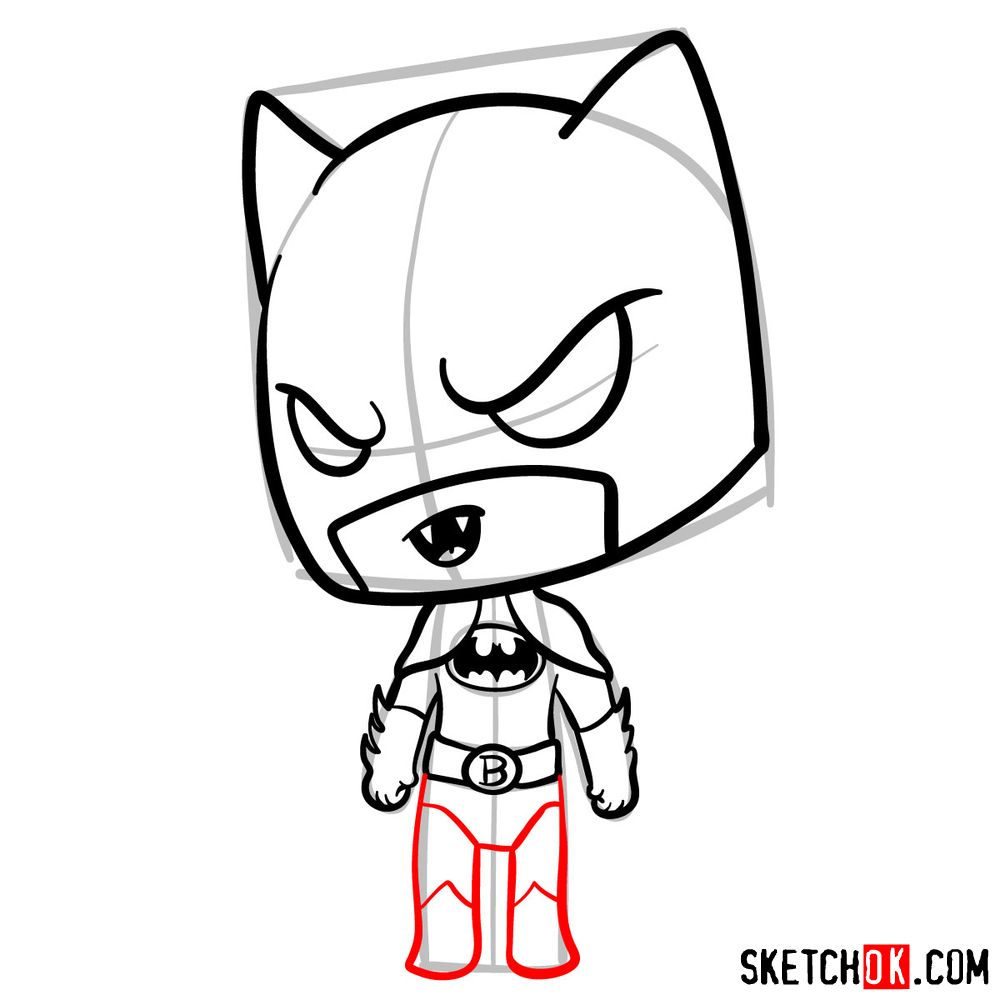 How to draw chibi Batman - step 10