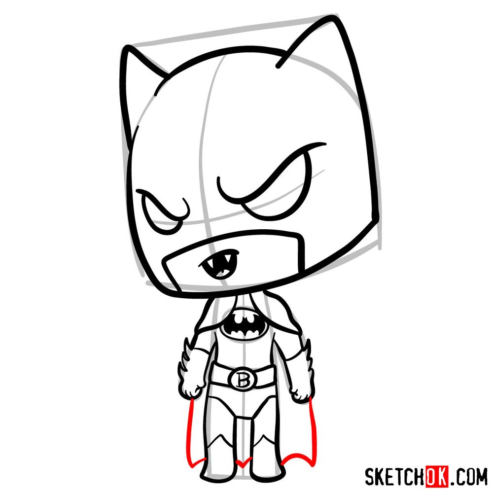 How to draw chibi Batman - step 11