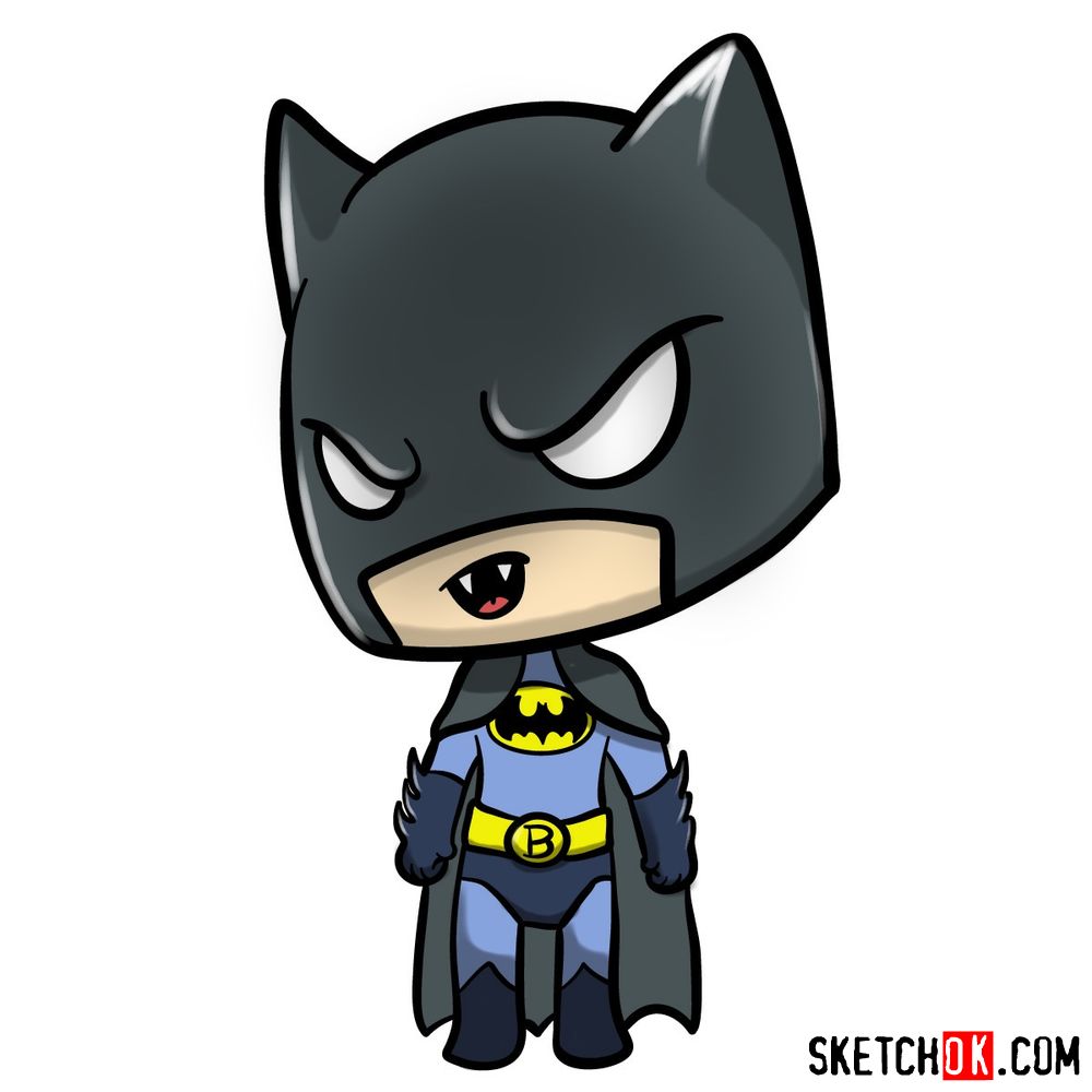 How to draw chibi Batman - Sketchok easy drawing guides