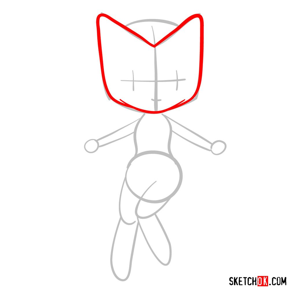 How to draw Scarlet Witch chibi - step 03