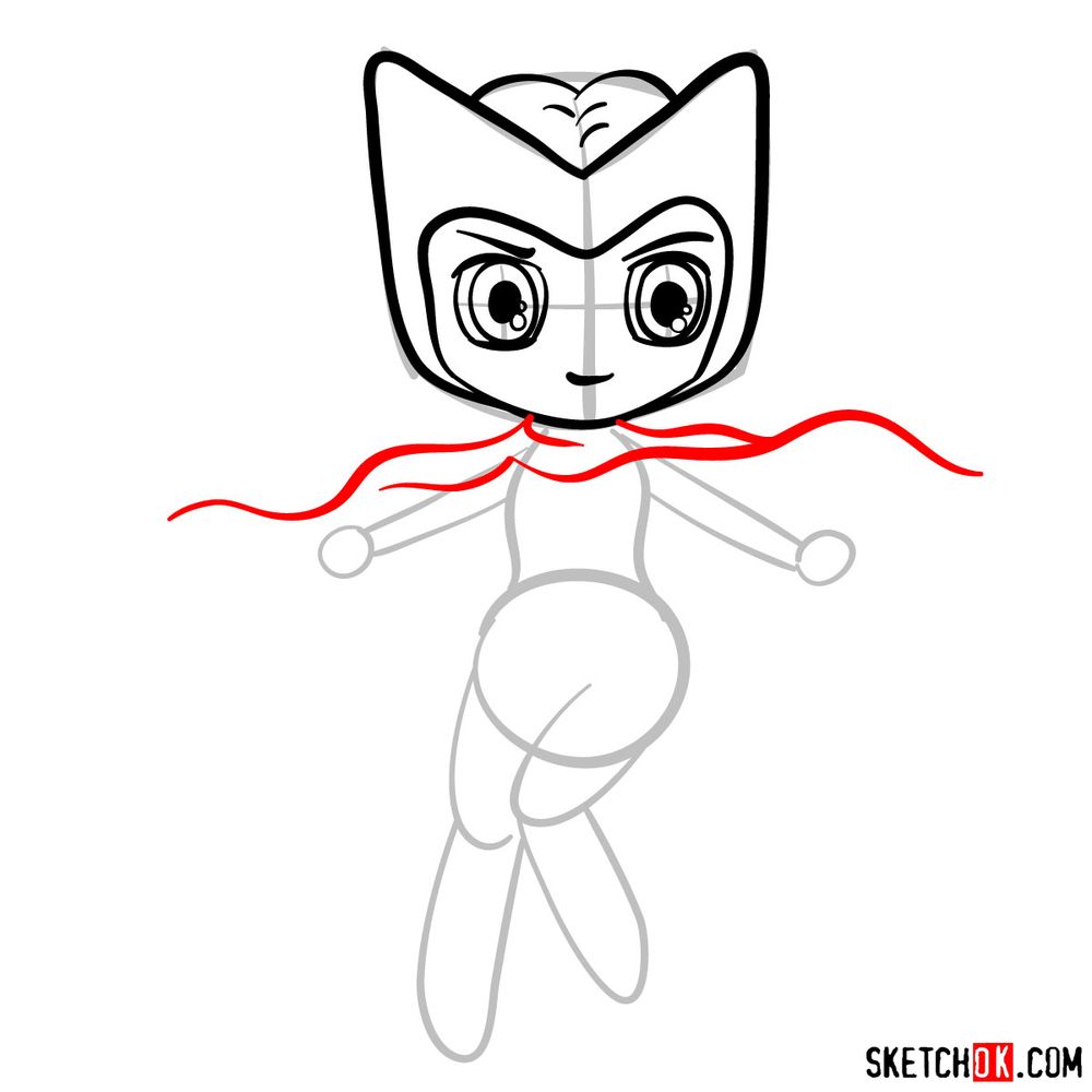 How to draw Scarlet Witch chibi - step 06