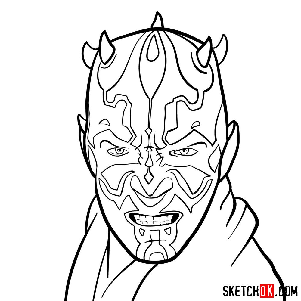 How to draw Darth Maul's face | Star Wars - step 12