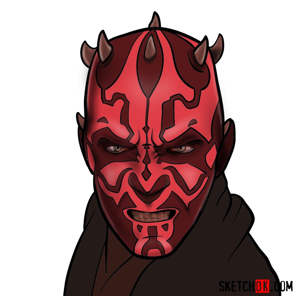 How to draw Darth Maul's face | Star Wars