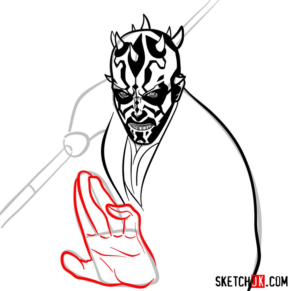 How to draw Darth Maul Sketchok easy drawing guides