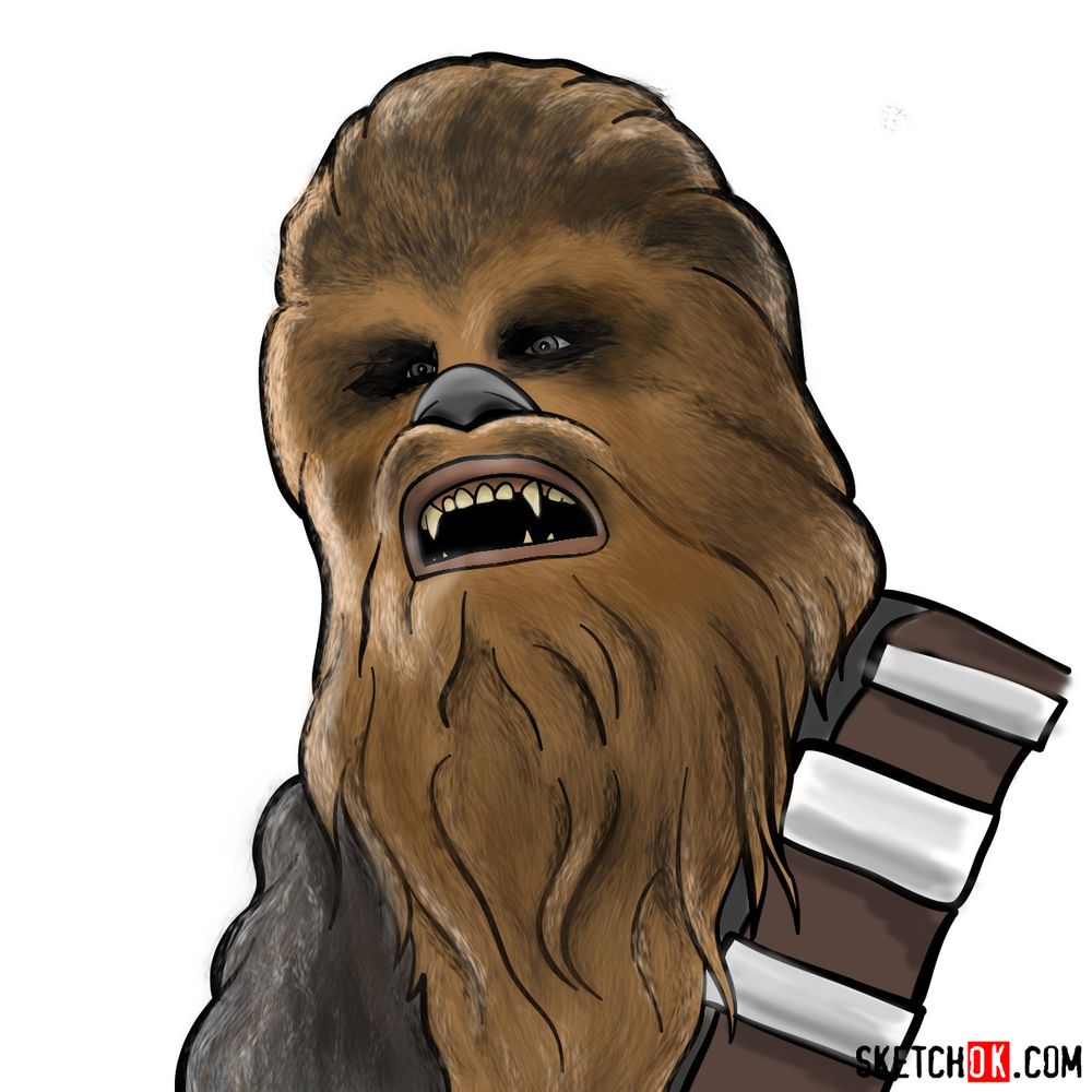 How to draw Chewbacca's face | Star Wars